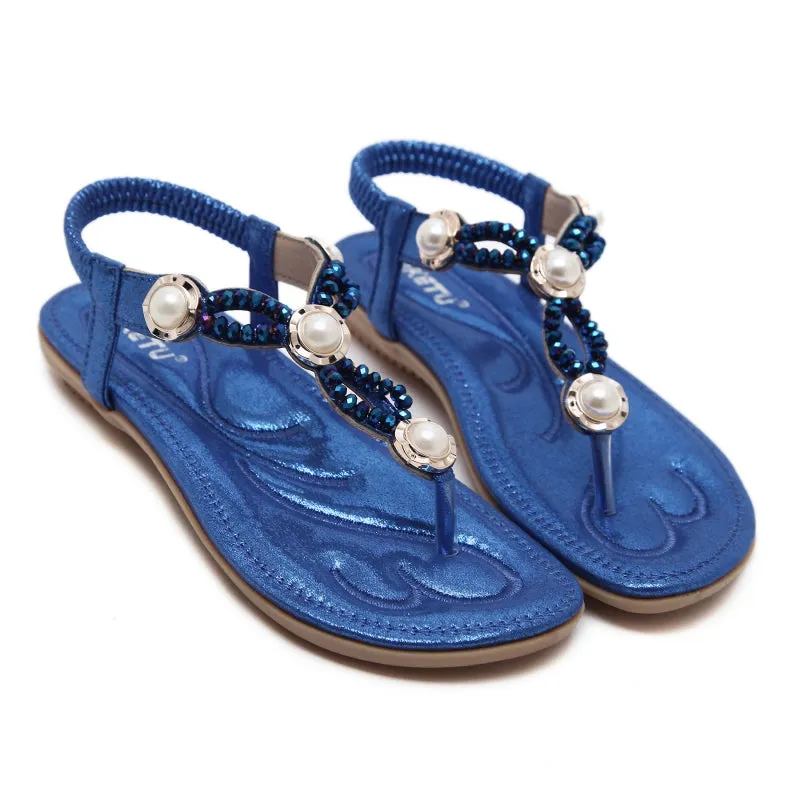 SIKETU | Flat Rhinestone Beach Flip Flops for Ladies