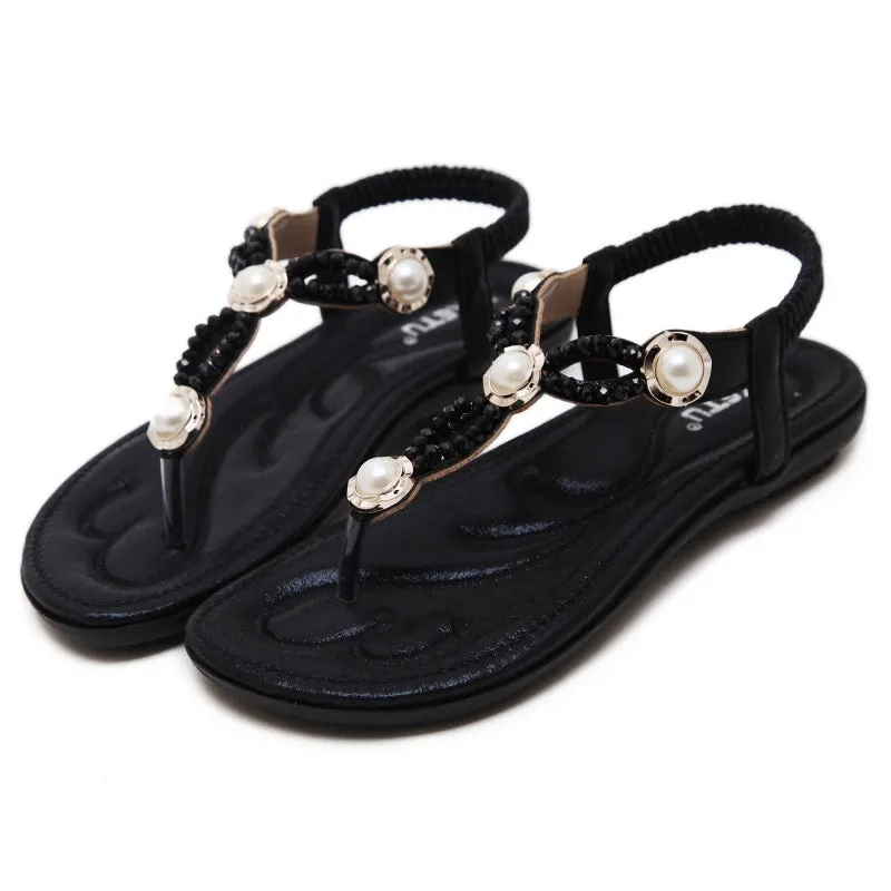 SIKETU | Flat Rhinestone Beach Flip Flops for Ladies