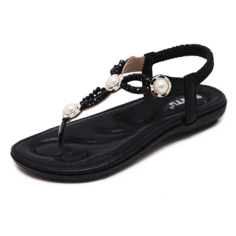 SIKETU | Flat Rhinestone Beach Flip Flops for Ladies