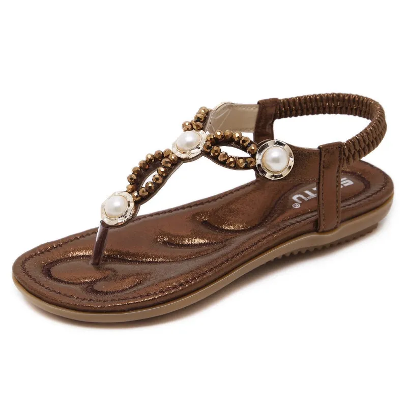 SIKETU | Flat Rhinestone Beach Flip Flops for Ladies