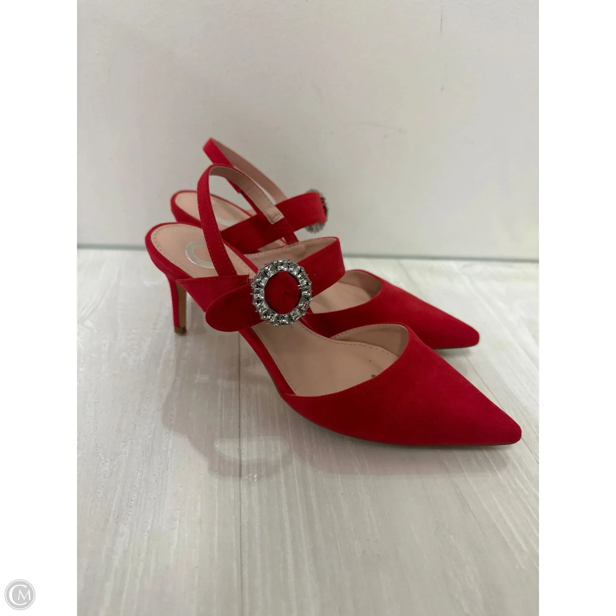 Comfortable Collar Shoes Heels Stiletto By Journee In Red, Size: 6.5