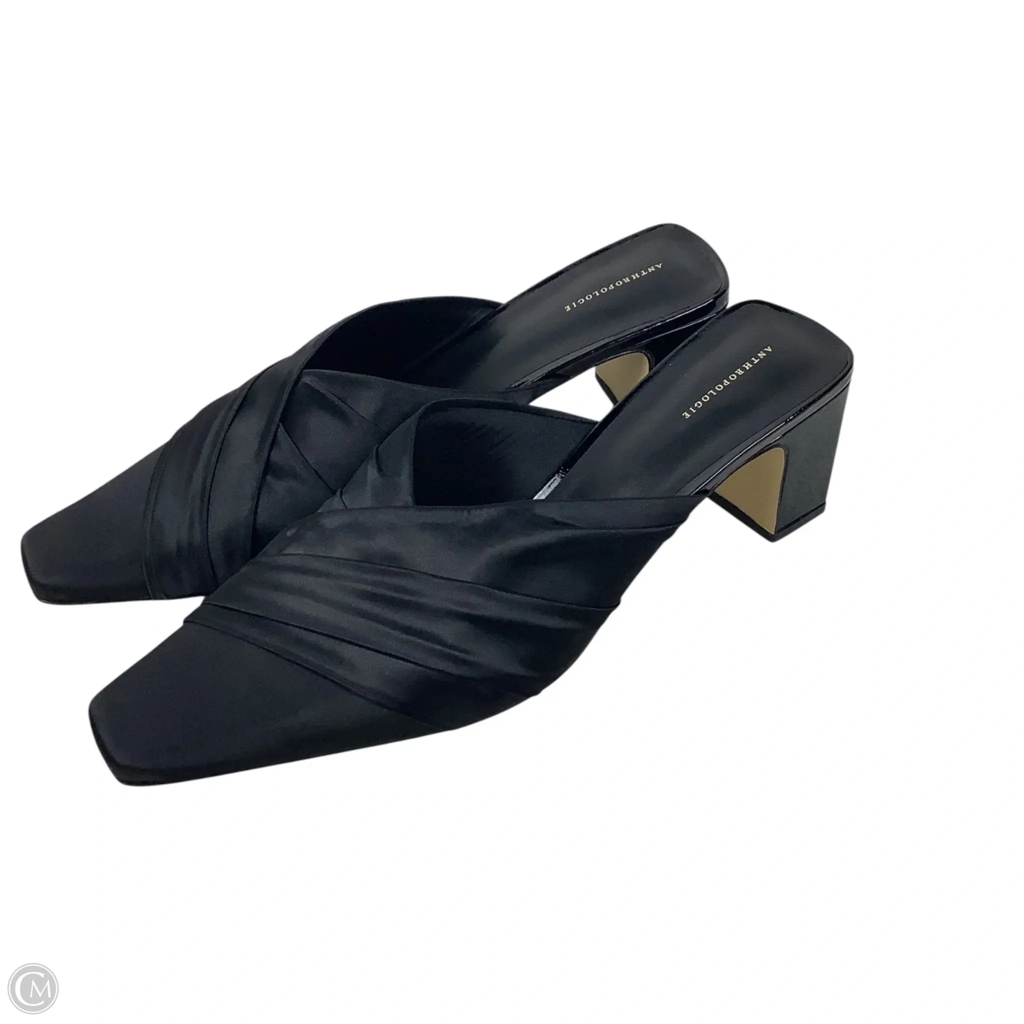 Luxurious Sandals Textured Surface Shoes Heels Block By Anthropologie In Black, Size: 9