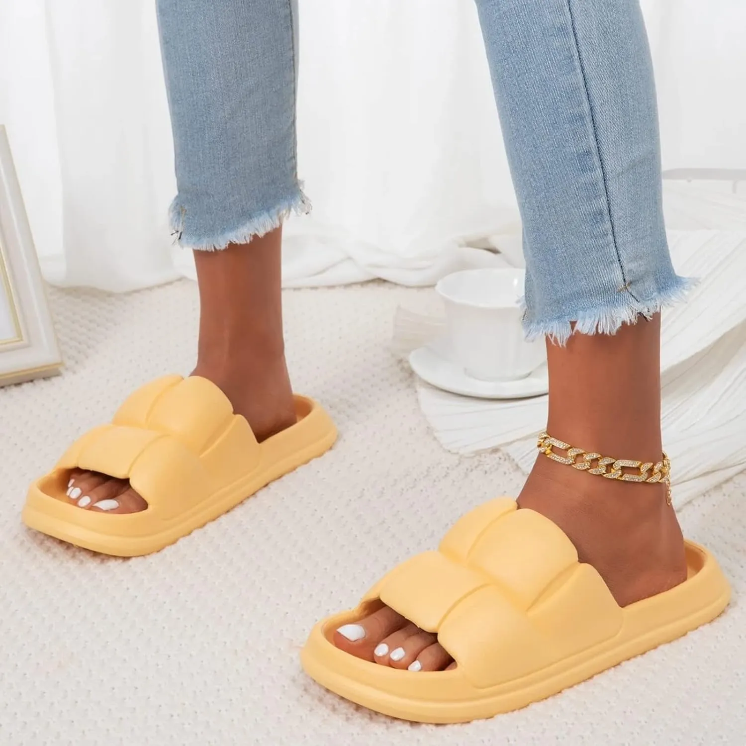 Slides for Men Womens Slides Cloud Slippers for Men Women Lightweight Quick Drying Open Toe Slippers