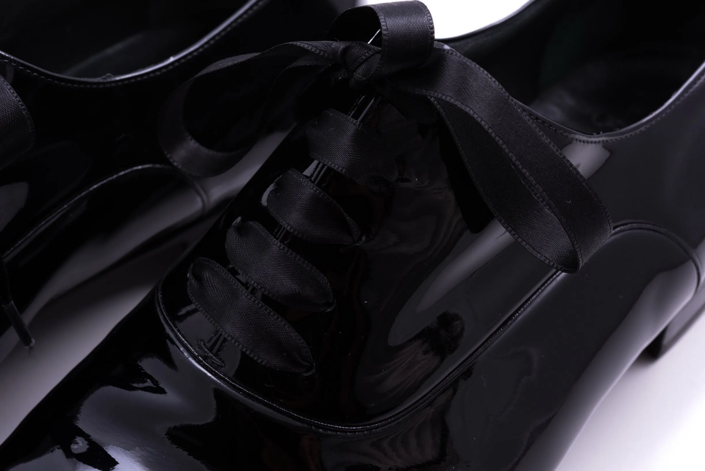 Slim Black Satin Evening Shoelaces