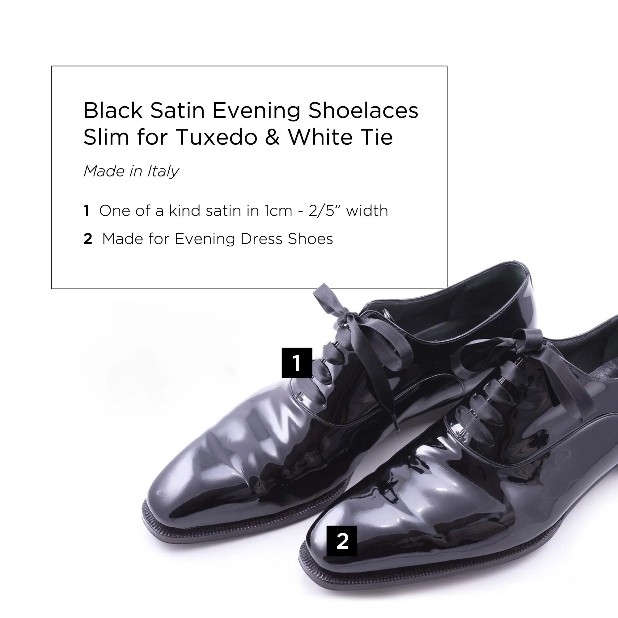 Slim Black Satin Evening Shoelaces