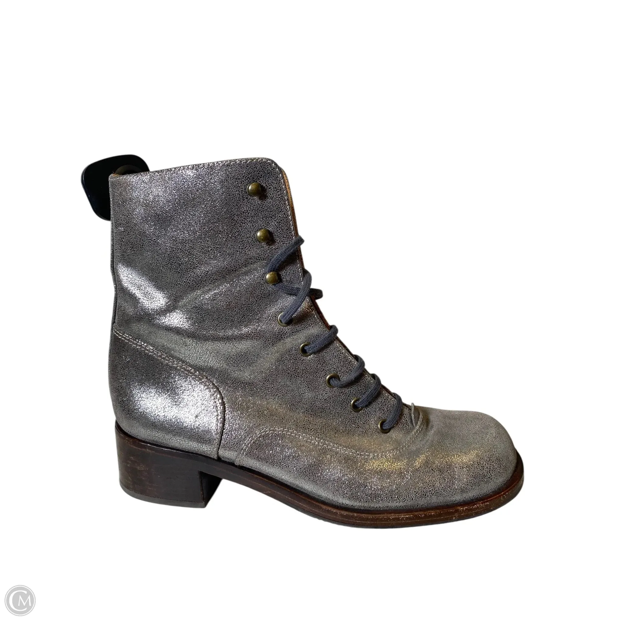 Cozy Vibe City Walk Boots Mid-calf Heels Designer By Chie Mihara In Silver, Size: 41