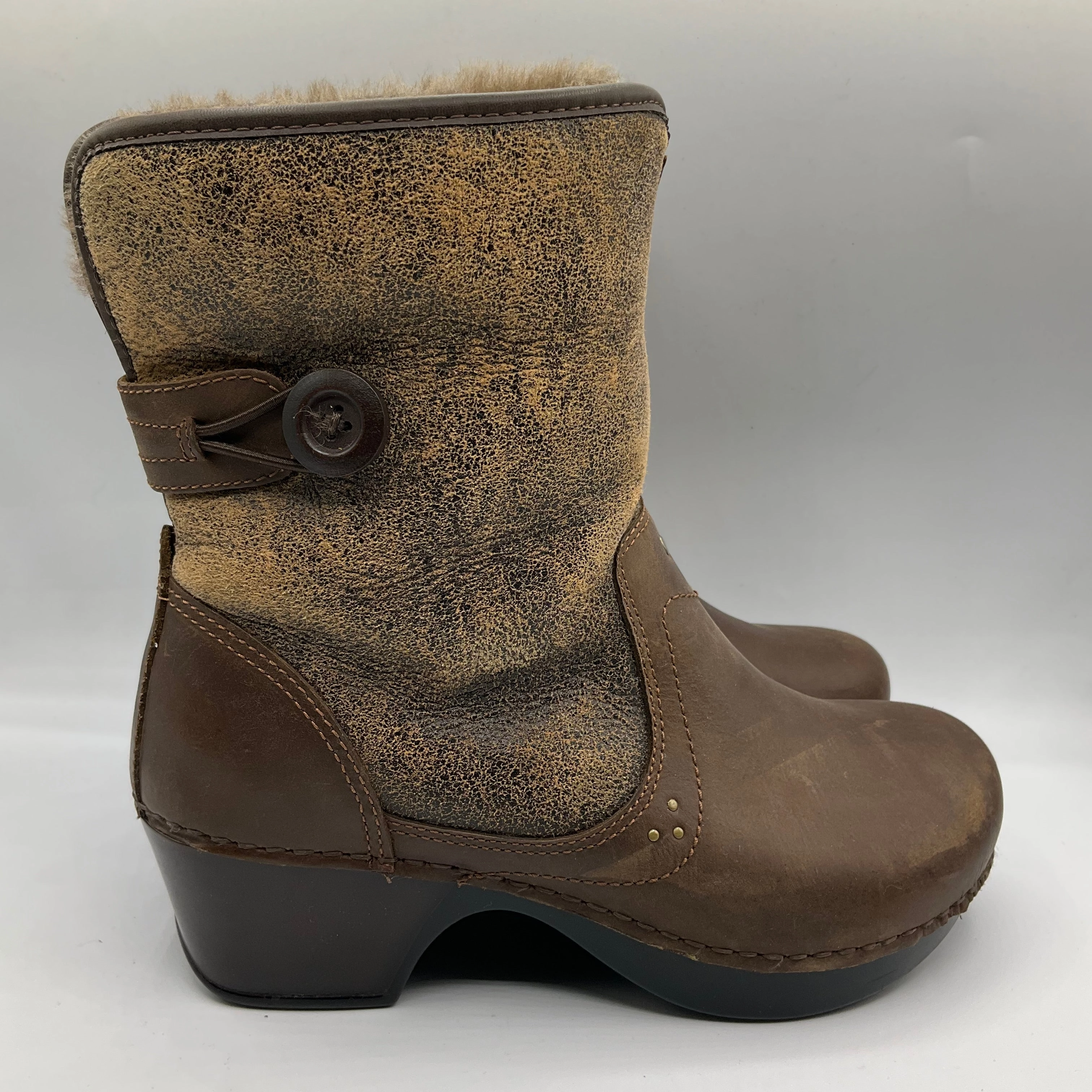 Nature Ready Soft Material Boots Ankle Heels By Dansko In Brown, Size: 7.5