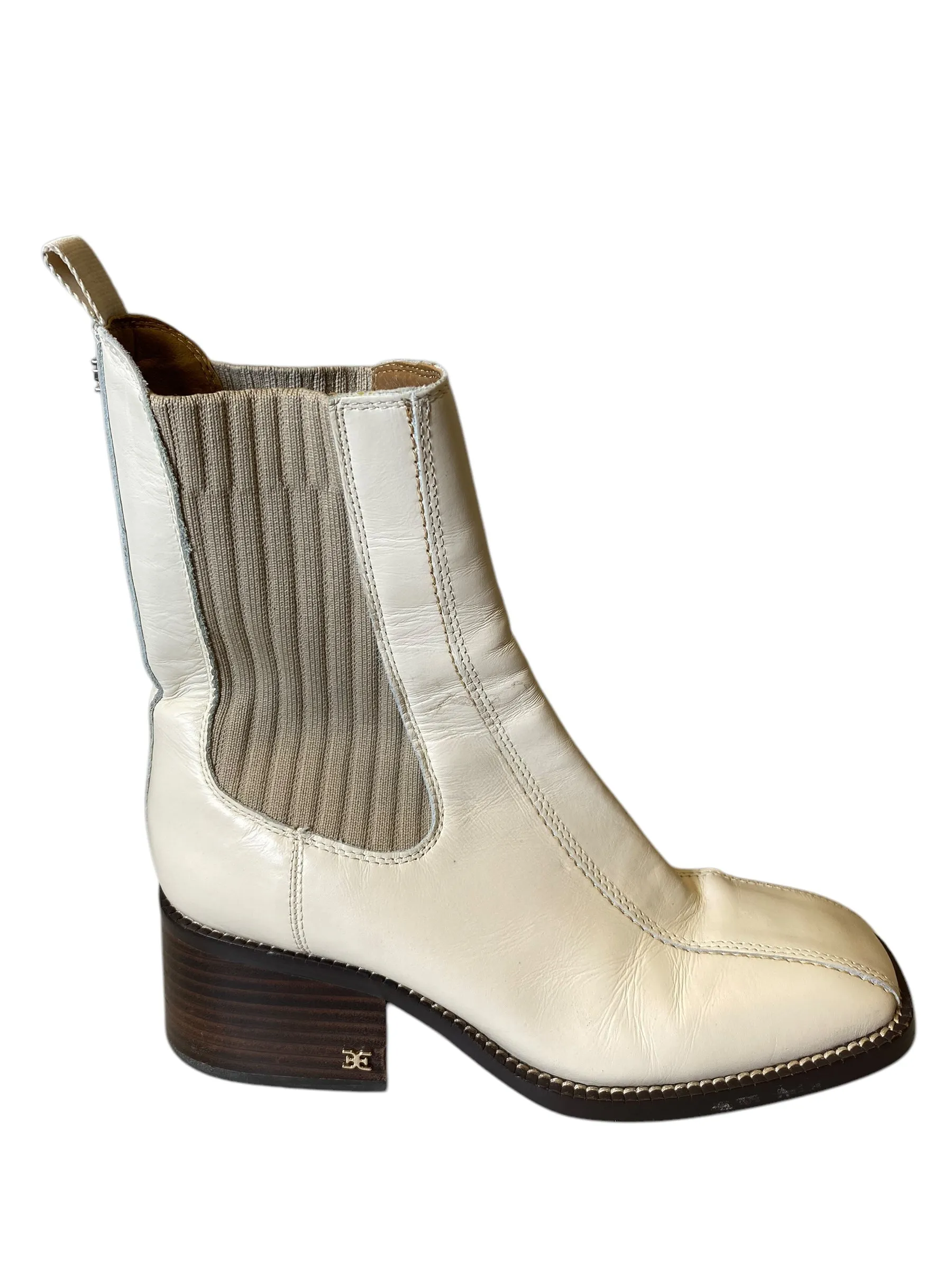 Boots Mid-calf Heels By Sam Edelman In Cream, Size: 7.5 Stiletto Heel