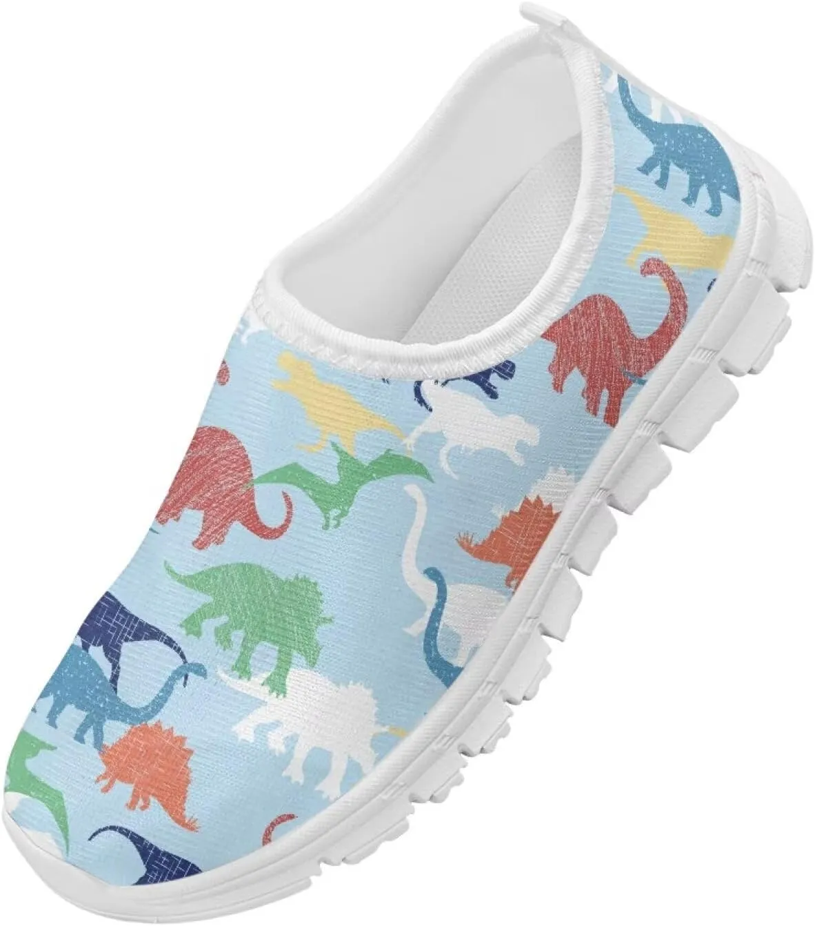 Slip-On Walking Kids Sneakers Casual Loafers Non Slip Shoes Low Top Breathable Mesh Hiking Shoes Boys Girls Black US 11-15