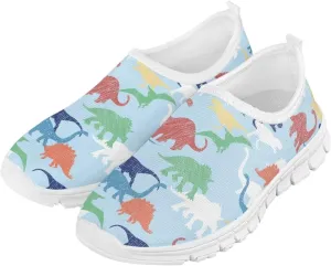 Slip-On Walking Kids Sneakers Casual Loafers Non Slip Shoes Low Top Breathable Mesh Hiking Shoes Boys Girls Black US 11-15