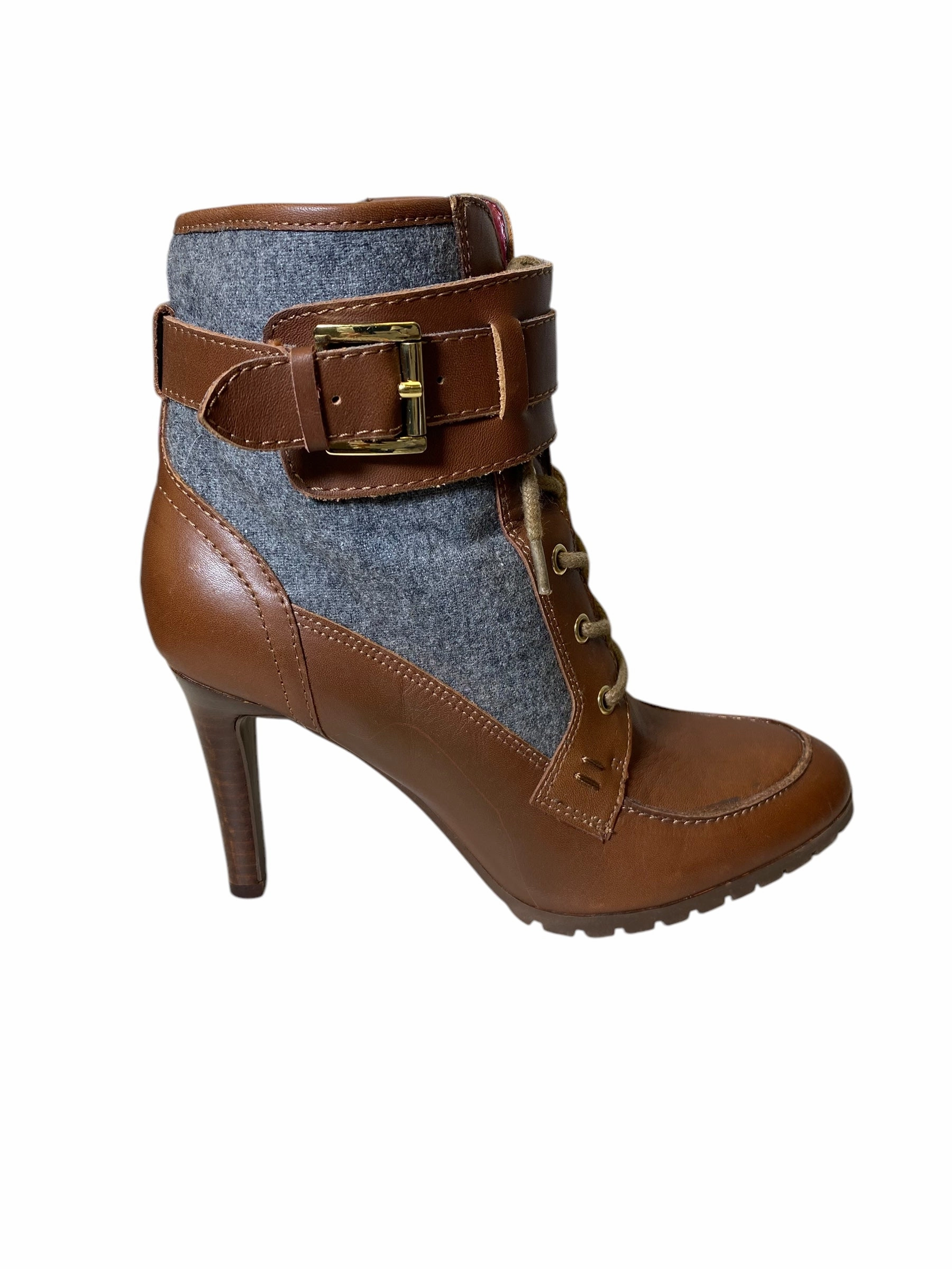 Closed Toe Cushioned Step Active Nomad Boots Ankle Heels By Tommy Hilfiger In Brown & Grey, Size: 7