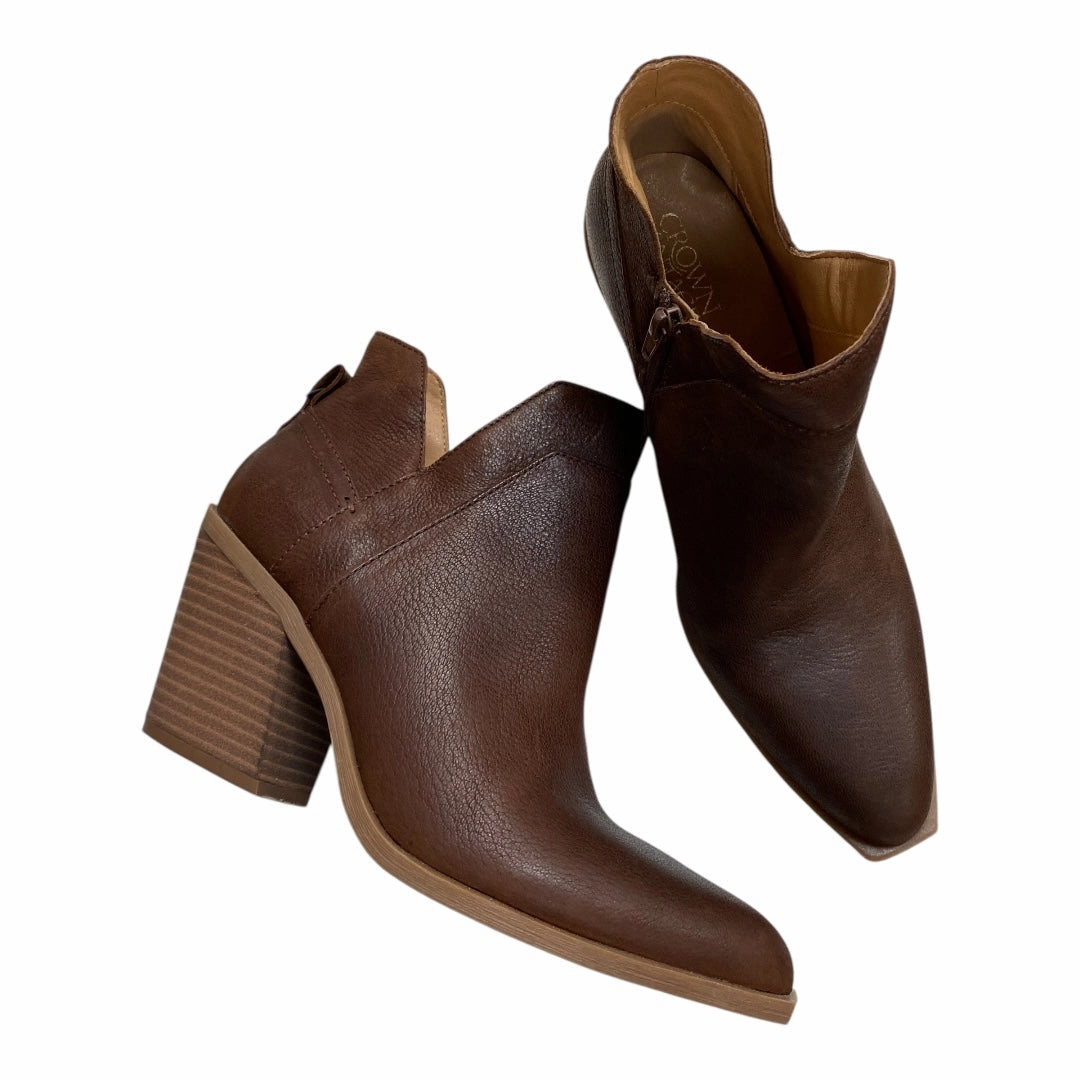 Boots Ankle Heels By Crown Vintage In Brown, Size:10 Fashion Comfort Urban Utility