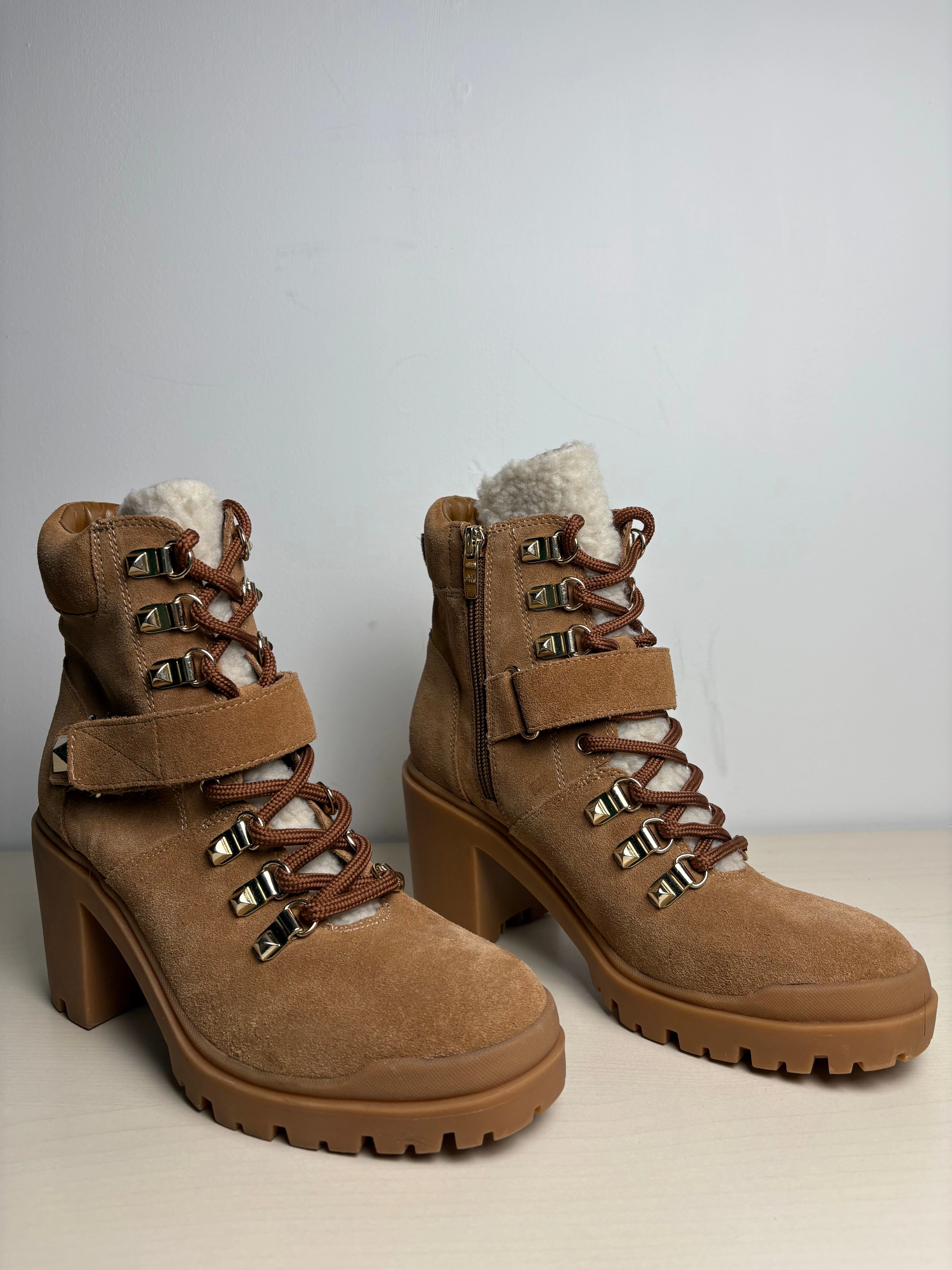 Boots Ankle Heels By Marc Fisher In Brown, Size: 7.5 Deep Grooves Mud Resistant Urban Commute