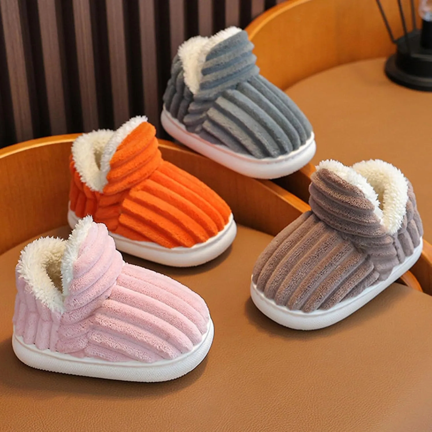 Slipper Booties Kids Flat Cozy Stylish Slipper, Winter Fuzzy Warm Cute Non-Slip Thick-Soled Cozy Children House Shoes
