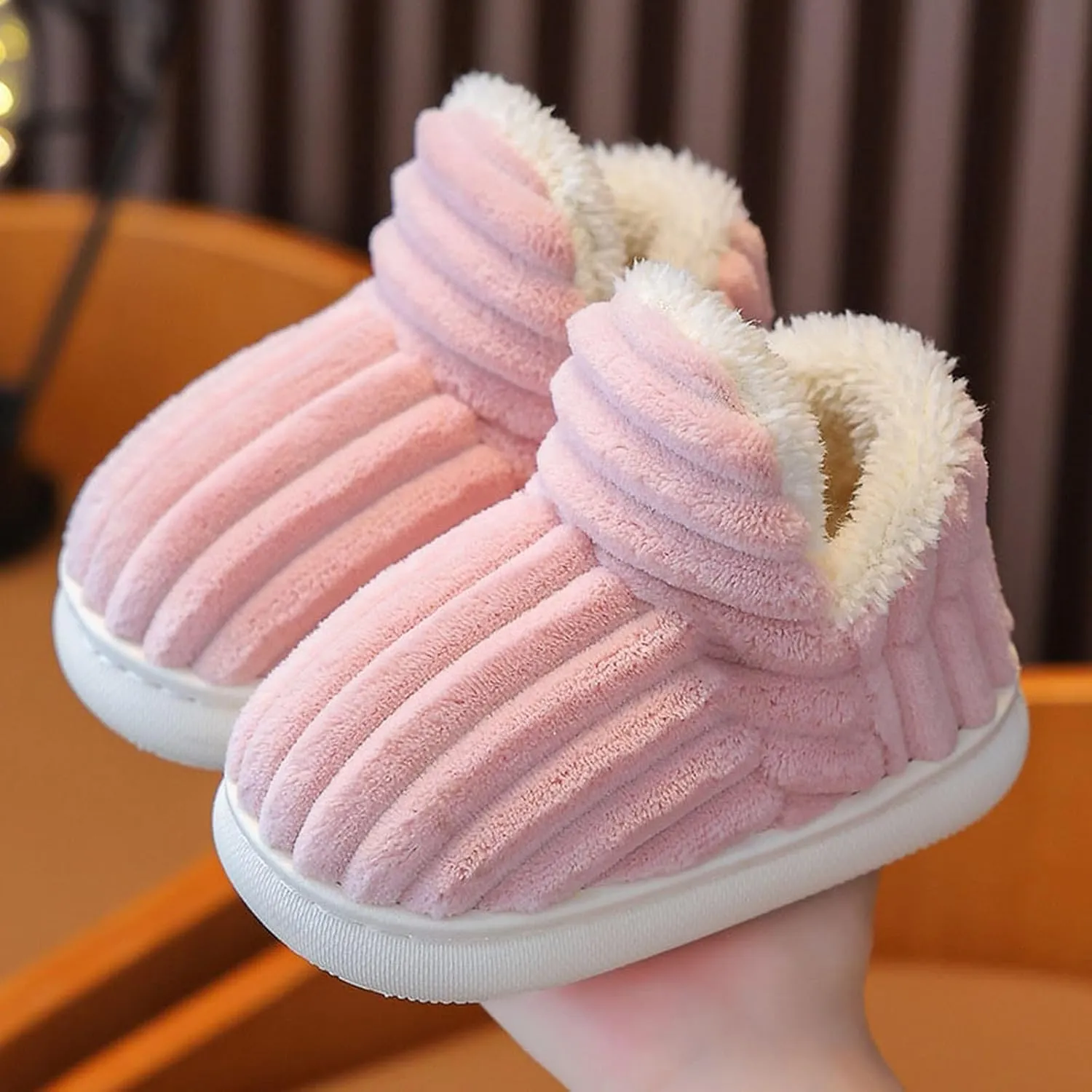 Slipper Booties Kids Flat Cozy Stylish Slipper, Winter Fuzzy Warm Cute Non-Slip Thick-Soled Cozy Children House Shoes
