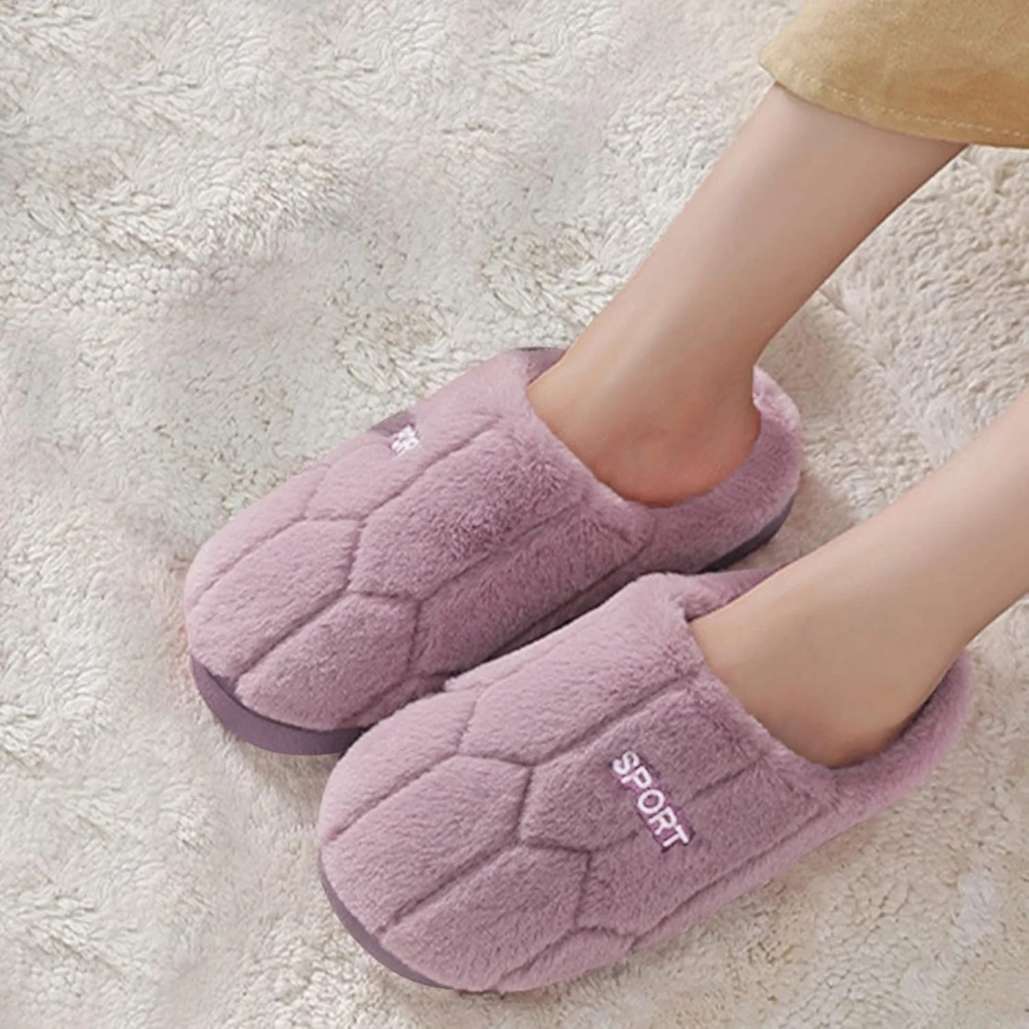 Slippers for Women Fuzzy Slip-on Slippers Warm Cozy Indoor Slippers Soft Lightweight Shoes Memory Foam House Shoes