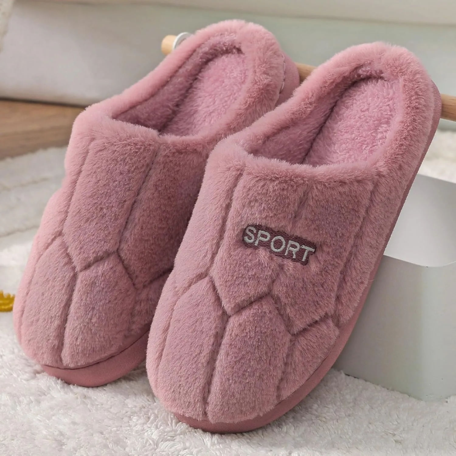 Slippers for Women Fuzzy Slip-on Slippers Warm Cozy Indoor Slippers Soft Lightweight Shoes Memory Foam House Shoes