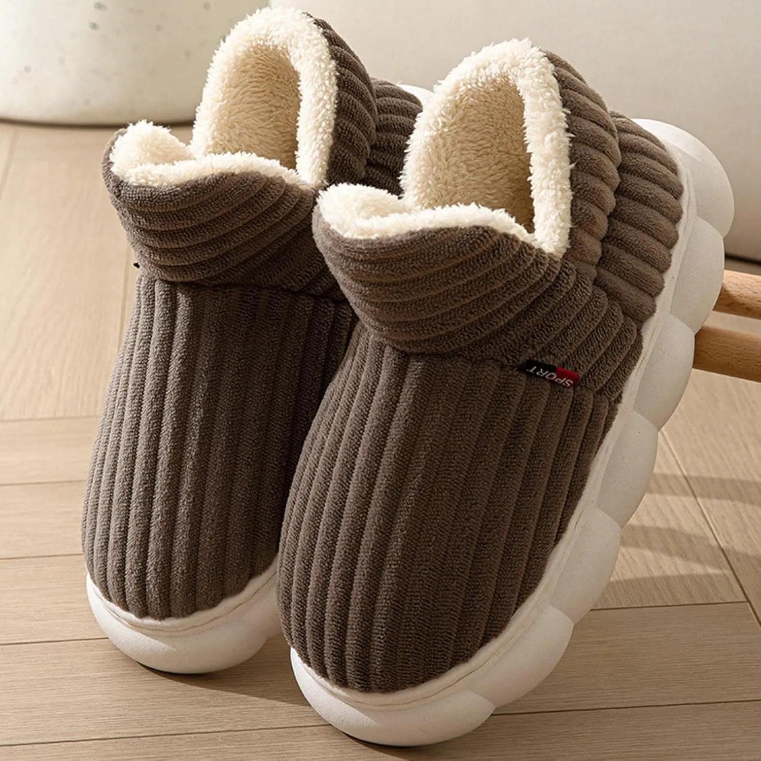 Slippers for Women, Memory Foam Warm Closed Back Winter Slippers Cozy Soft Faux Fur Plush Fuzzy Collar Indoor Slippers