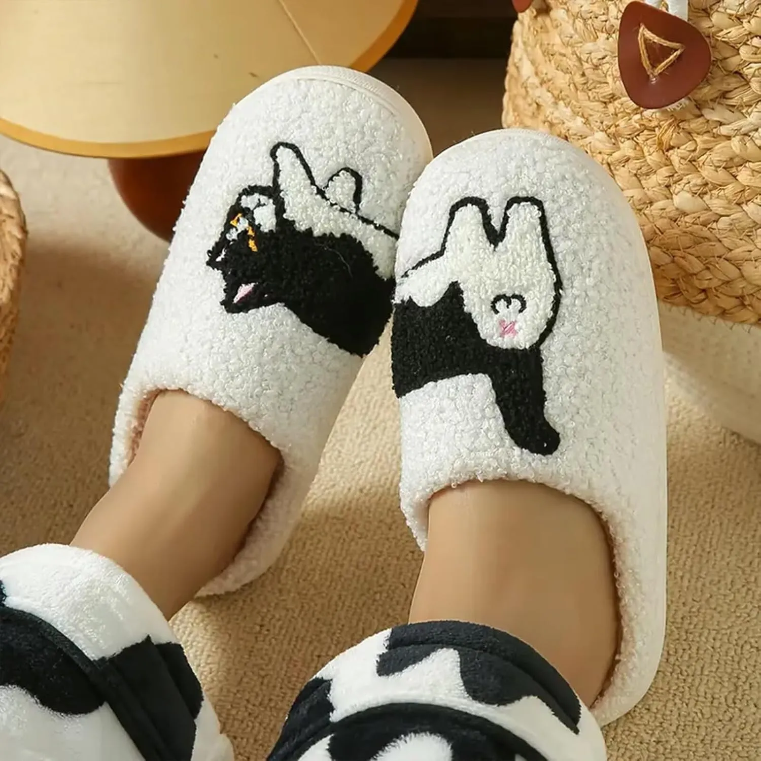 Slippers for Women Men Fruit Cute Animal Chicken Dog Lemon Memory Foam Fluffy Cozy House Indoor Outdoor Shoes