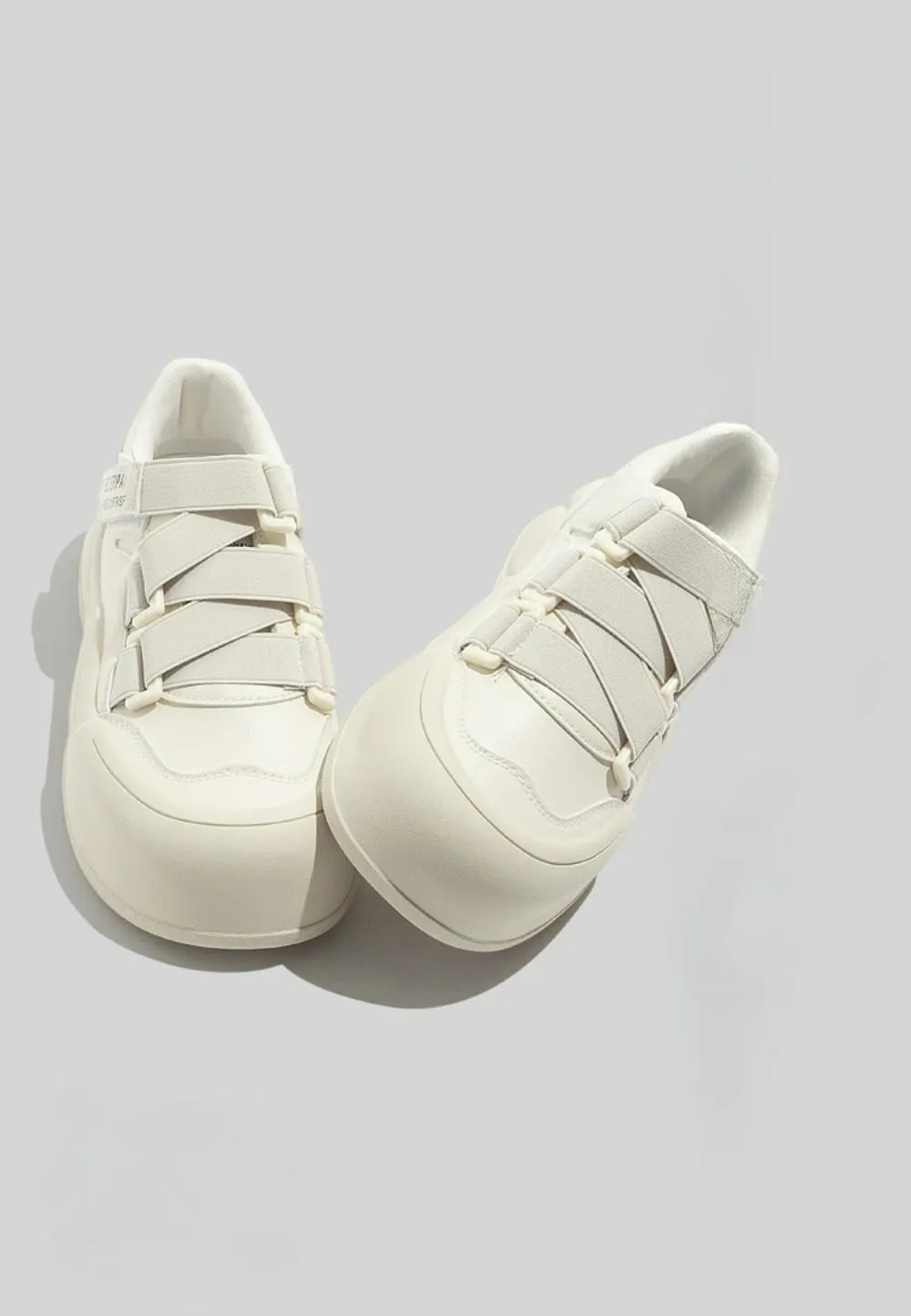 Small White Shoes with Platform Soles-Velcro Design Stylish and Versatile Fashion Sneakers for Women