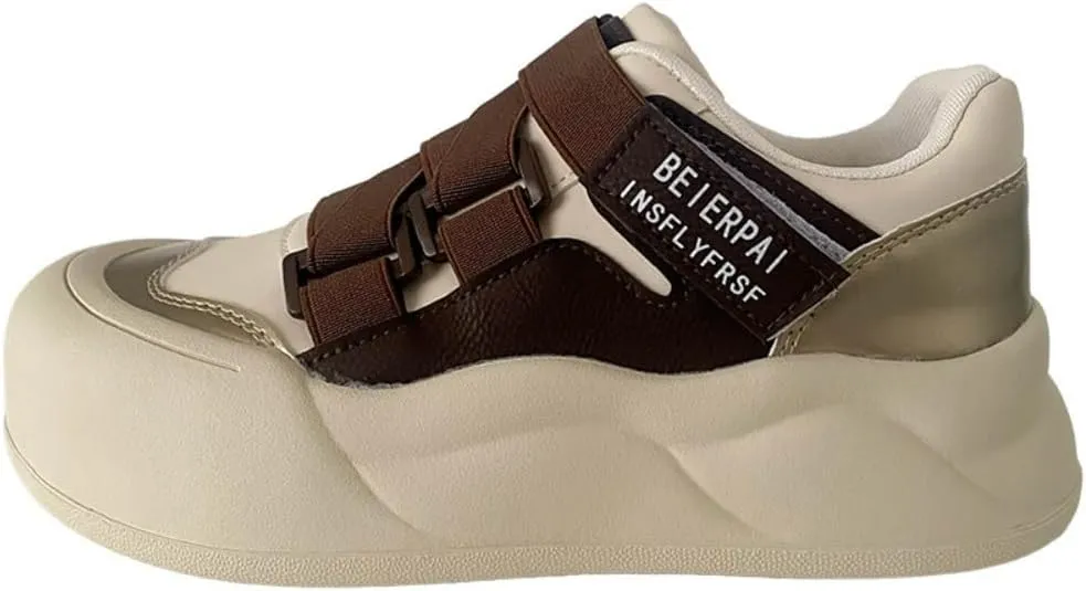 Small White Shoes with Platform Soles-Velcro Design Stylish and Versatile Fashion Sneakers for Women
