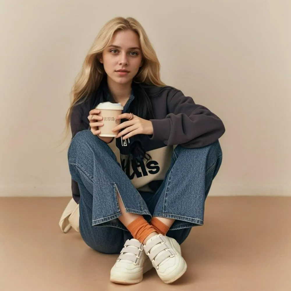 Small White Shoes with Platform Soles-Velcro Design Stylish and Versatile Fashion Sneakers for Women