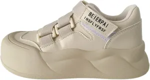 Small White Shoes with Platform Soles-Velcro Design Stylish and Versatile Fashion Sneakers for Women