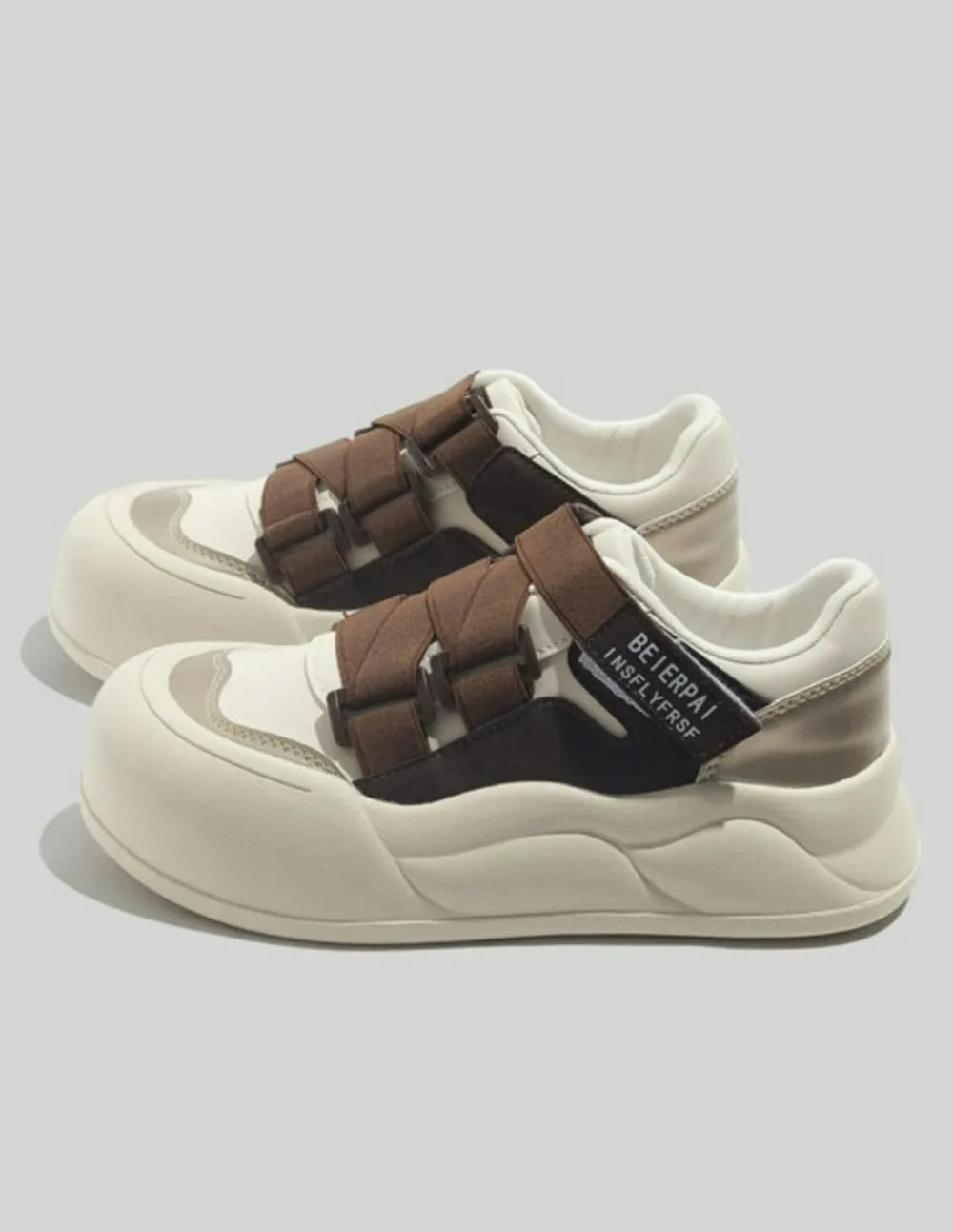 Small White Shoes with Platform Soles-Velcro Design Stylish and Versatile Fashion Sneakers for Women