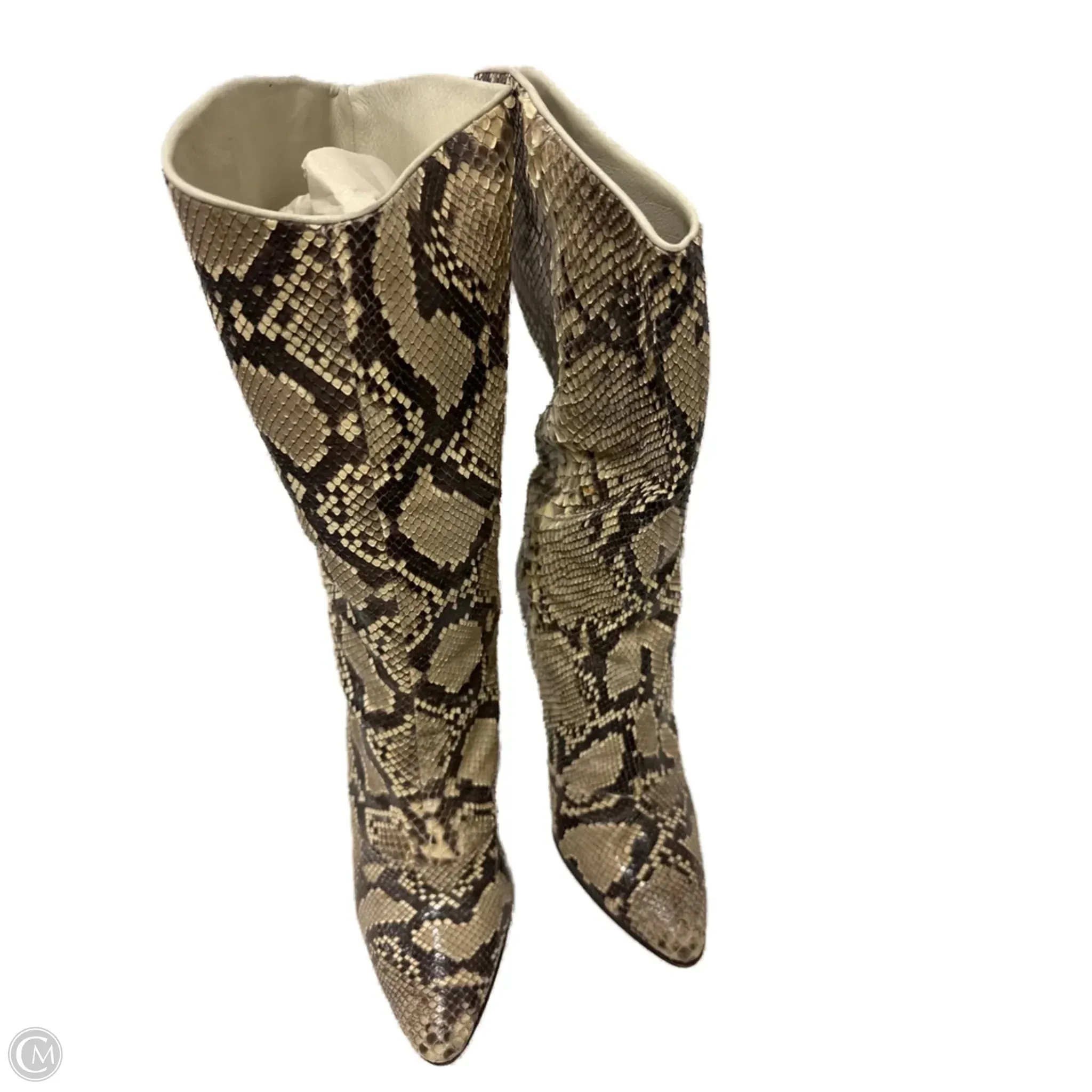 Layer Chic Chic and Bold Boots Knee Heels By Cma In Snakeskin Print, Size: 10