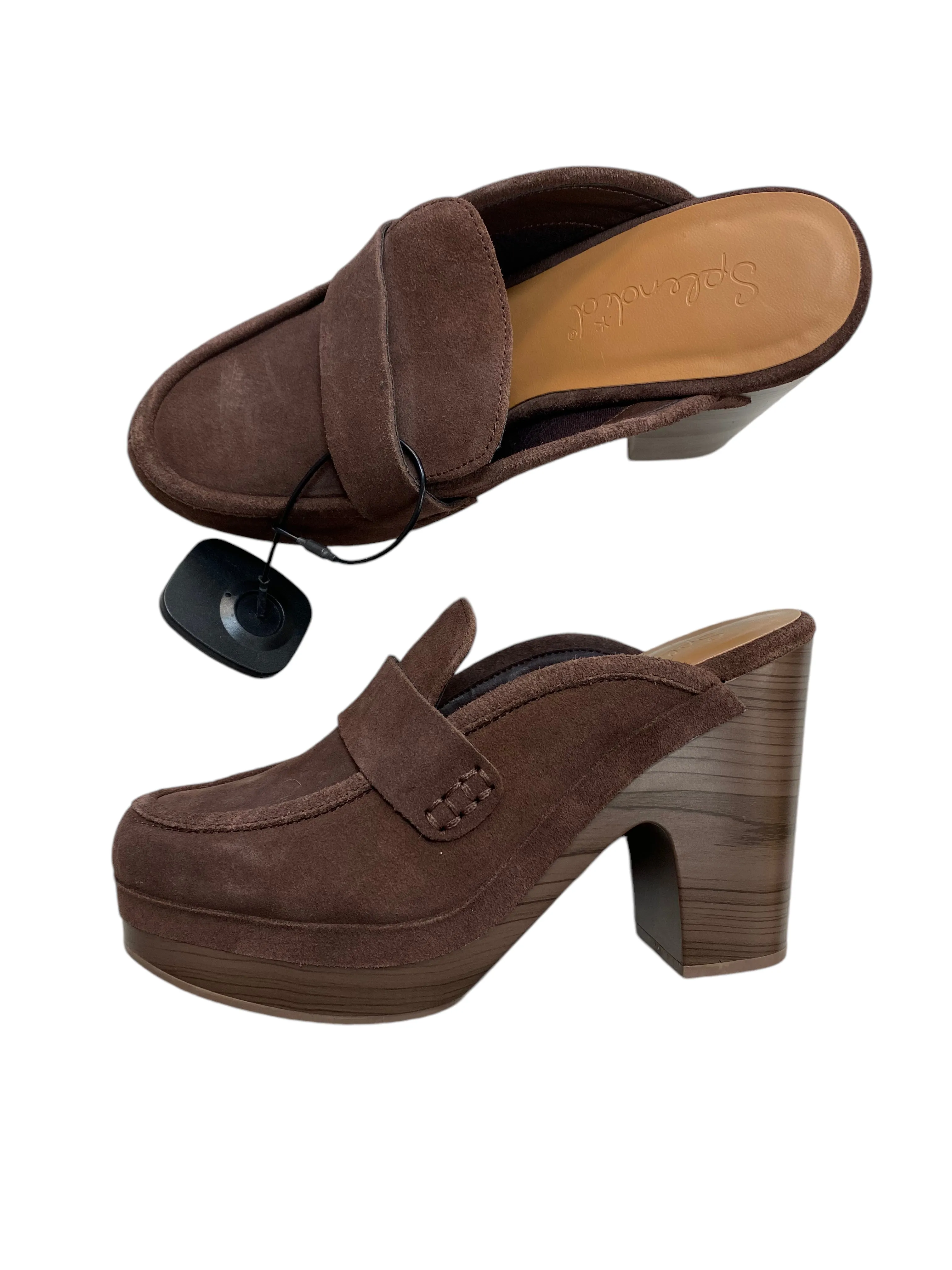 Lightweight Upper Leather Shoes Heels Block By Splendid In Purple, Size: 7