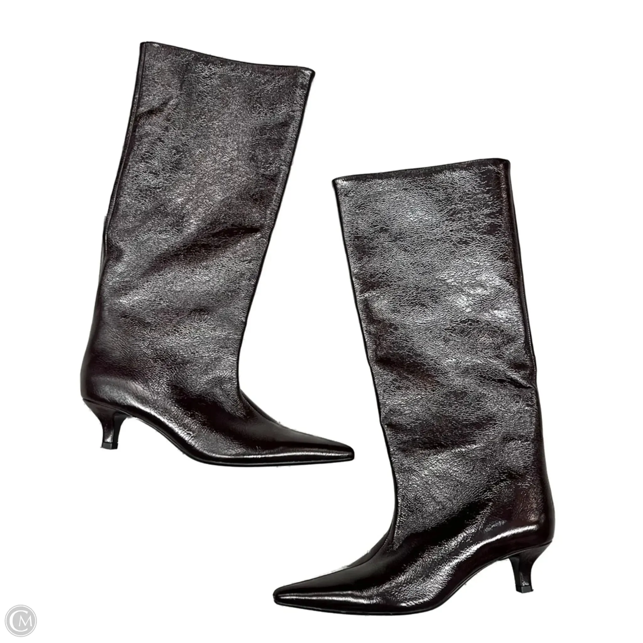 Boots Knee Heels By Zara In Maroon, Size: 6.5 Everyday Style Chic Comfort Boots
