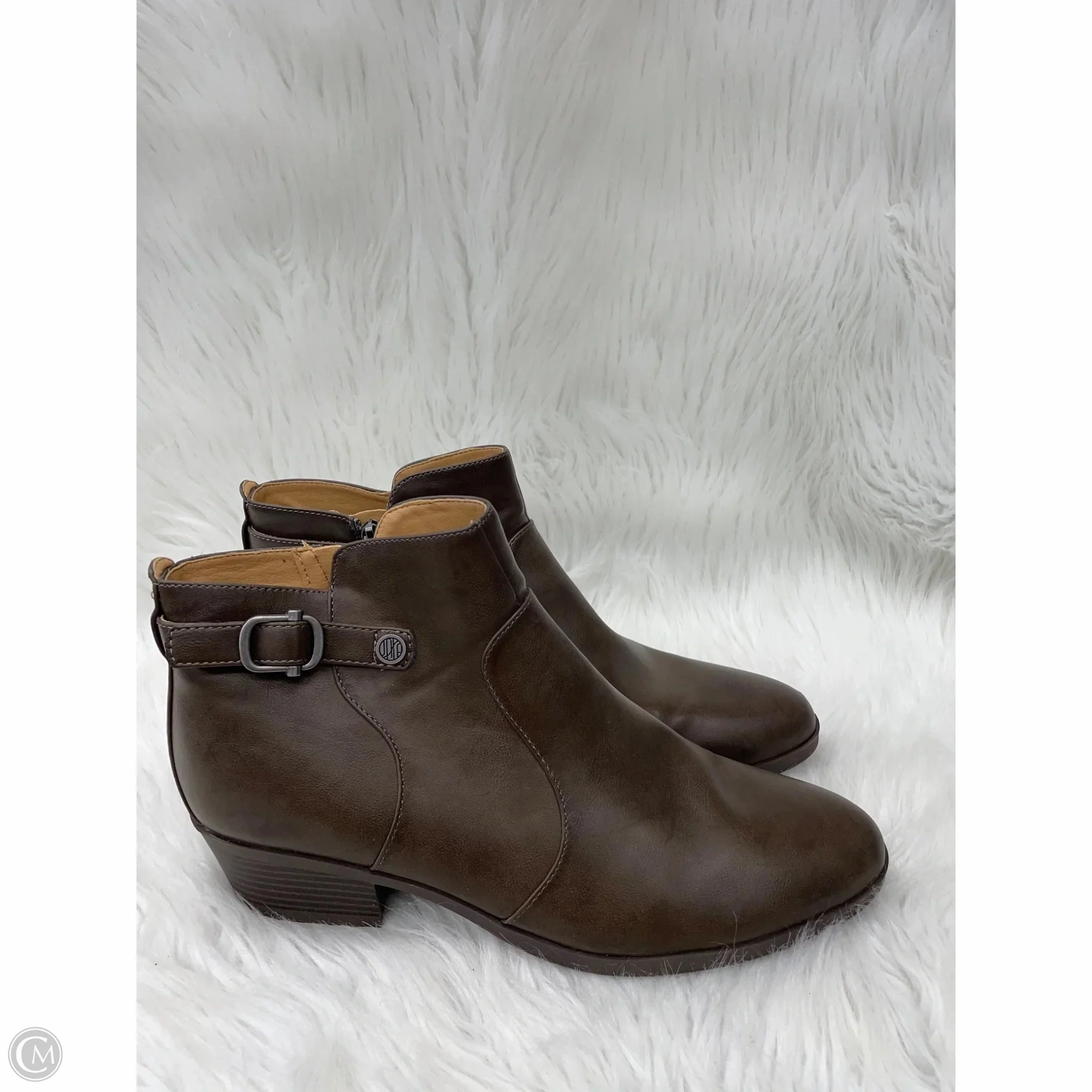 Boots Ankle Heels By Unisa In Brown, Size: 11 Reflective accents Ergonomic Arch Design