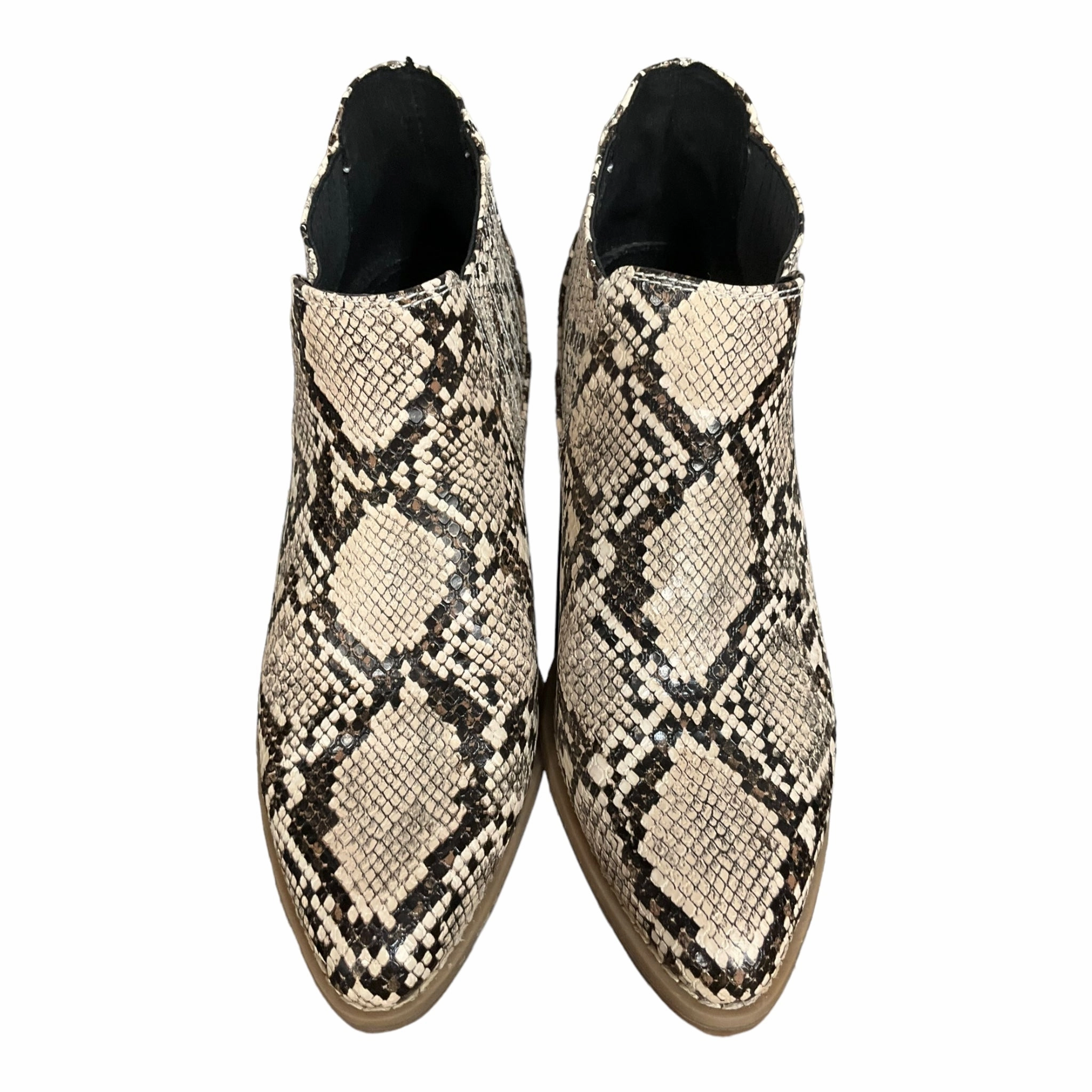 Snakeskin Print Boots Ankle Heels Ana, Size 7 Comfort Lining Urban Commute Lace Up