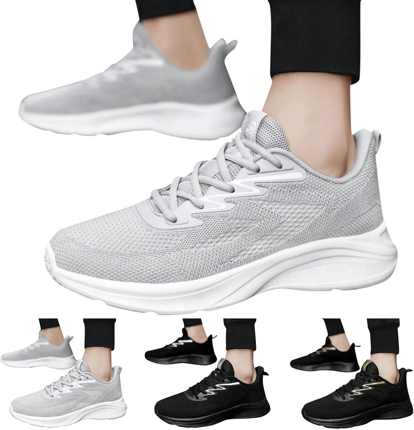 Sneakers for Men Black Running Shoes for Men Slip on Lightweight Breathable Fashion Sneakers Men's Fashion Breathable Comfort Walking Shoes Mens Casual Pickle