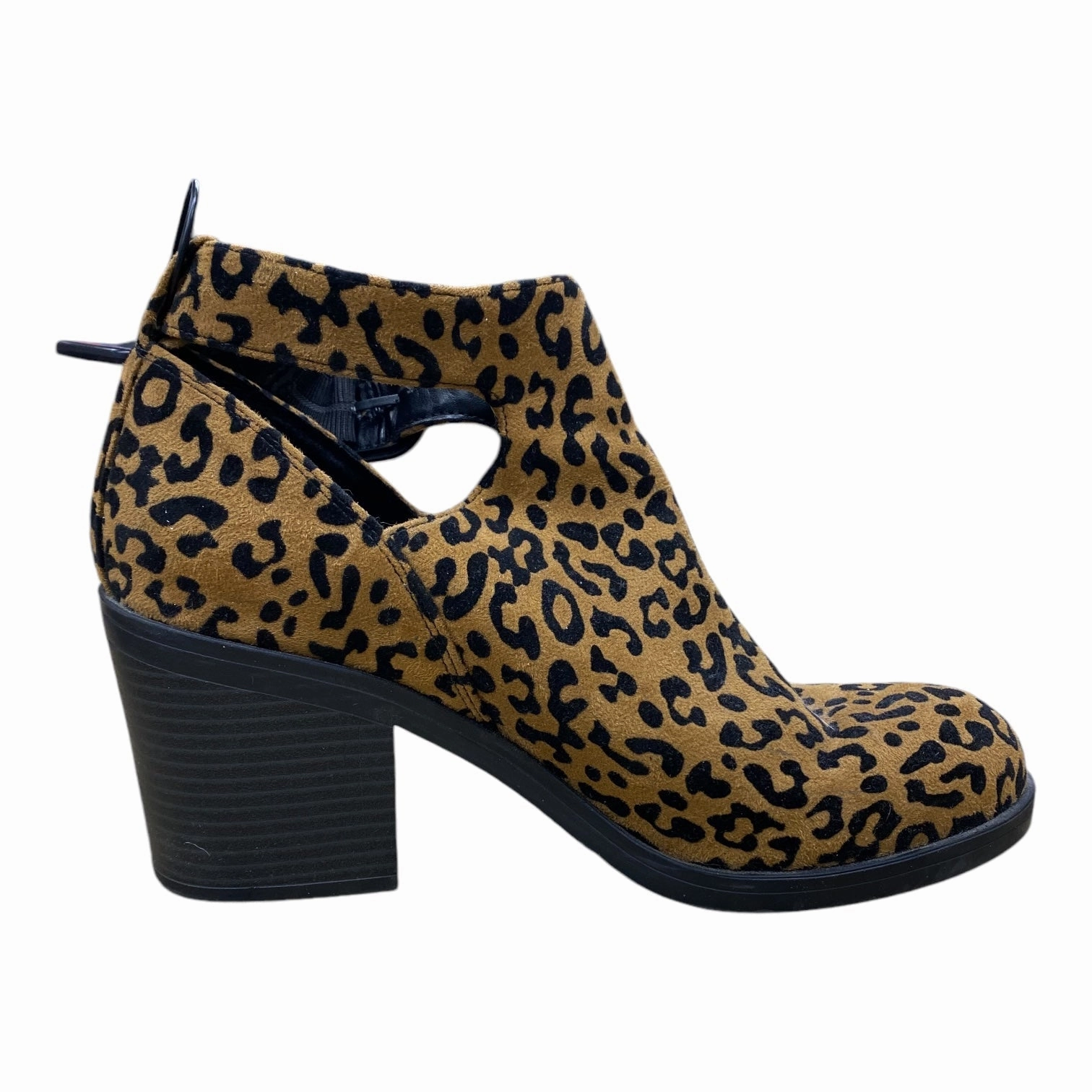 Boots Ankle Heels By Mix No 6 In Animal Print, Size: 8.5 Heavy Grip