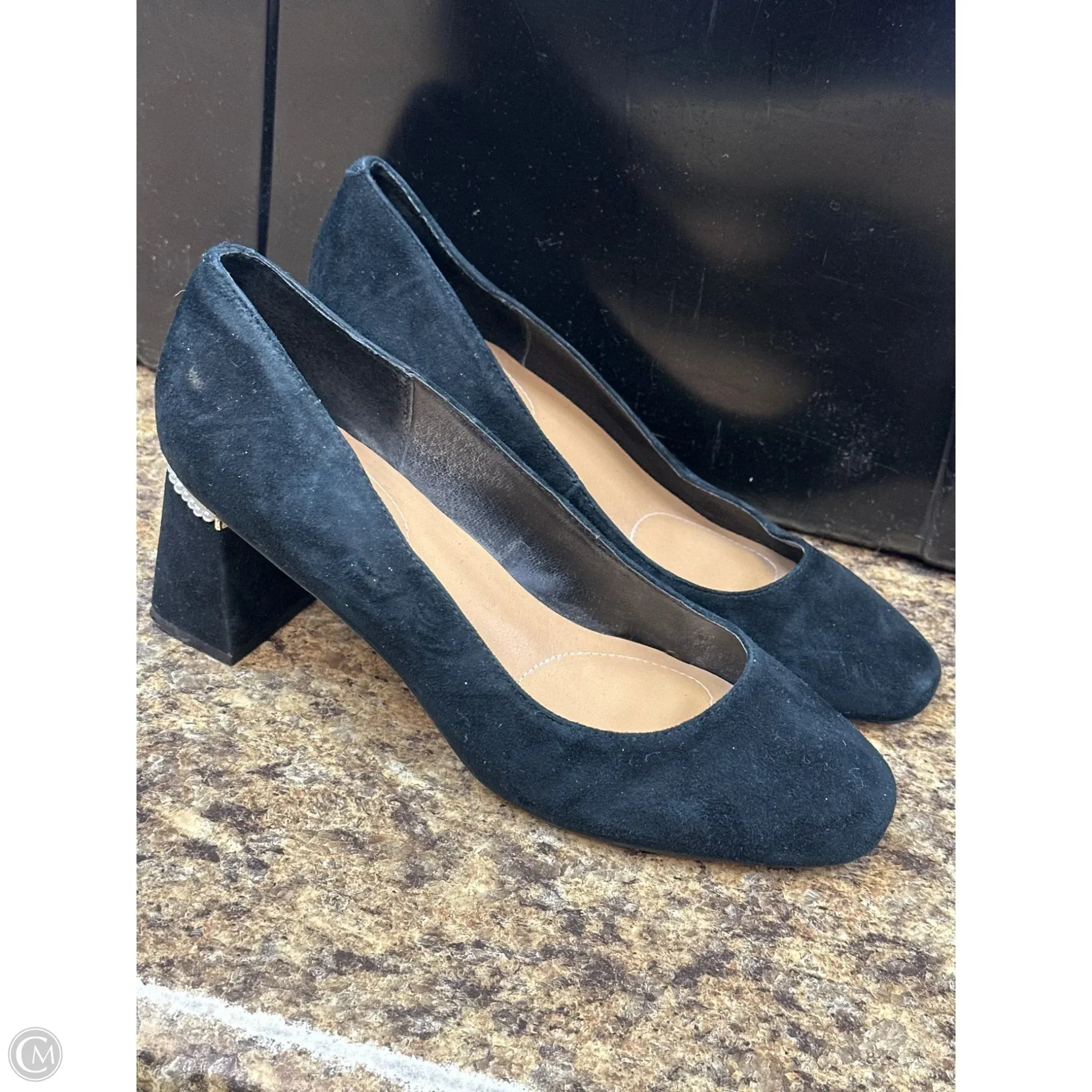 Silky Detail All Occasion Shoes Heels Block By Chicos In Black, Size: 9