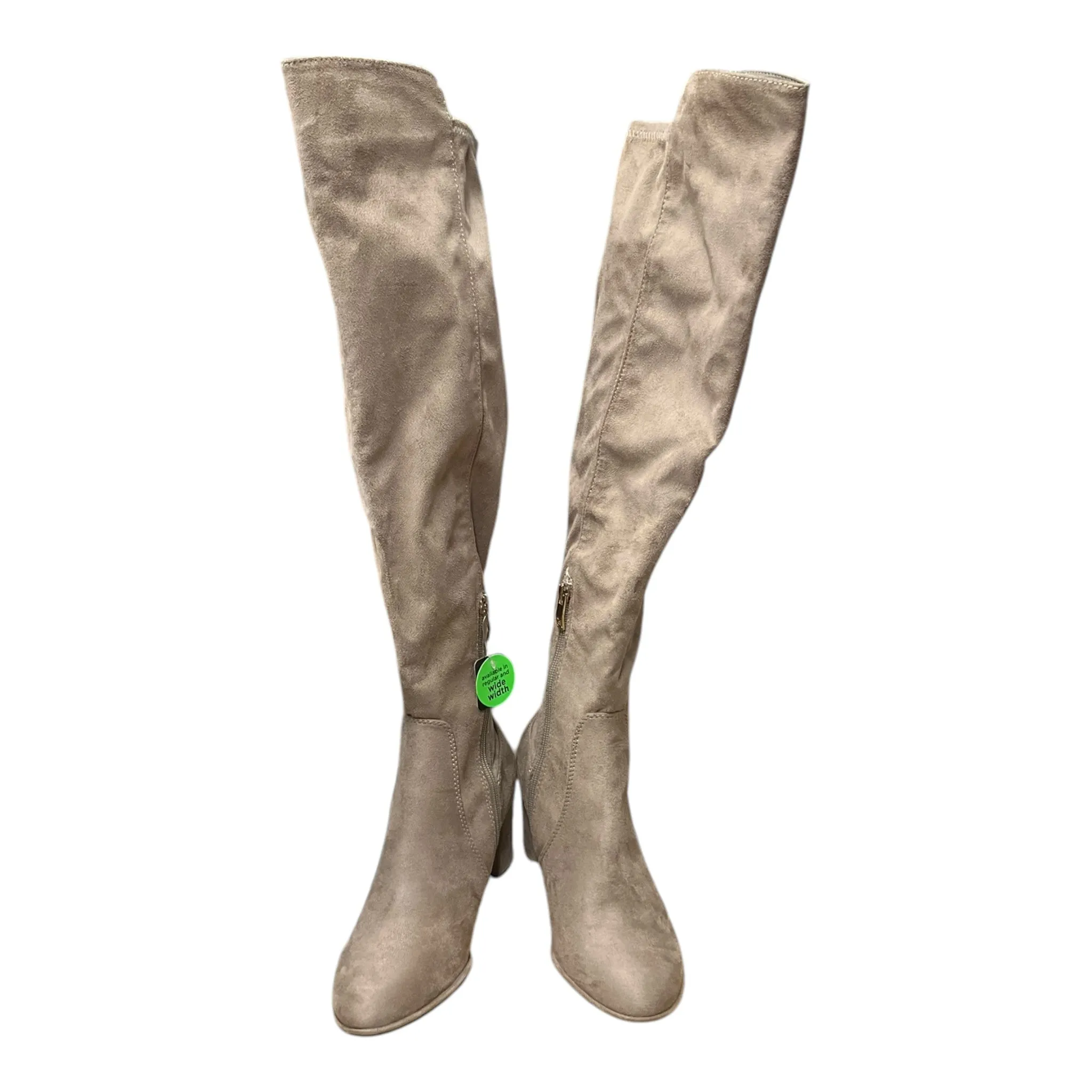 Boots Knee Heels By Liz Claiborne In Beige, Size: 8.5 Weather Chic