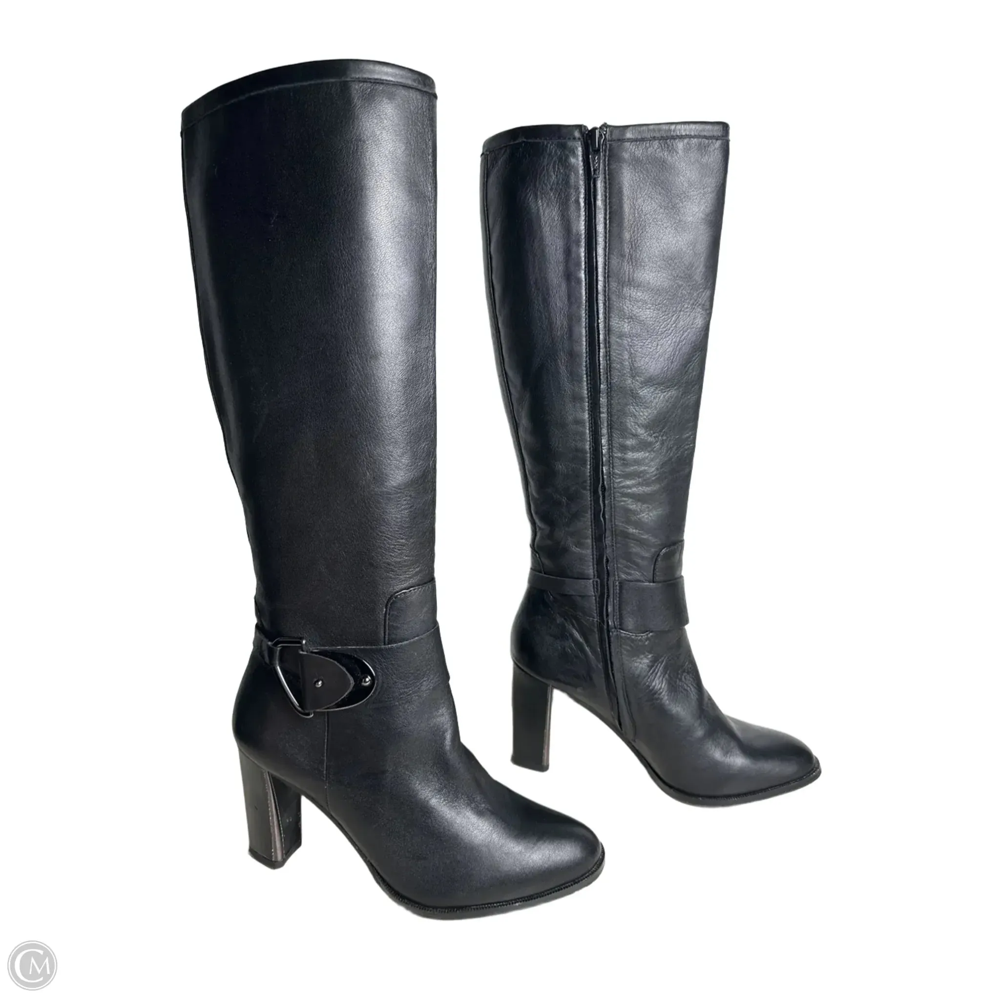 Cool Weather Classic Look Boots Mid-calf Heels By Antonio Melani In Black, Size: 7