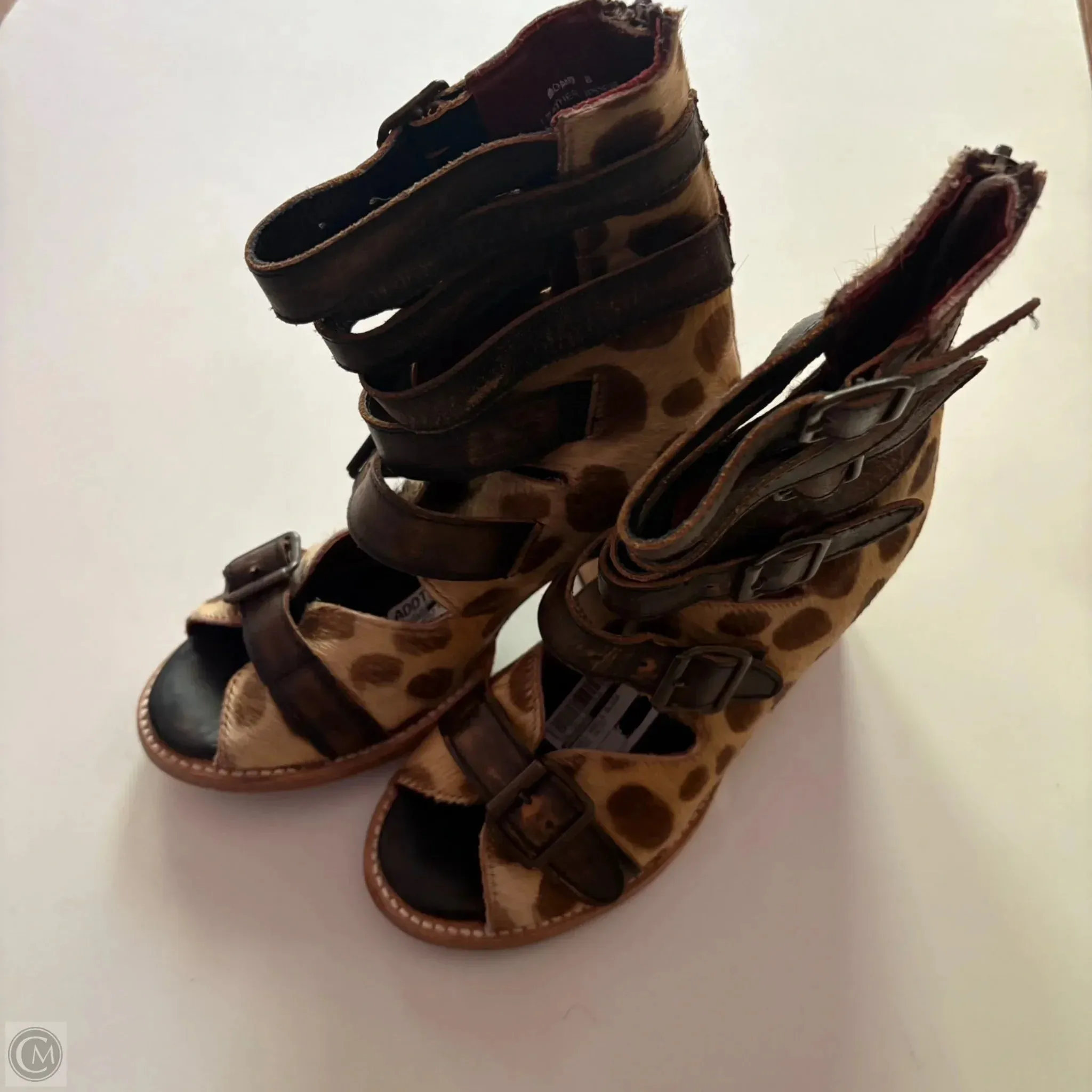 Casual Office Heels Shoes Heels Block By Freebird In Animal Print, Size: 8