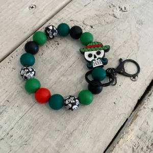 sombrero skull stretchy wrist keychain