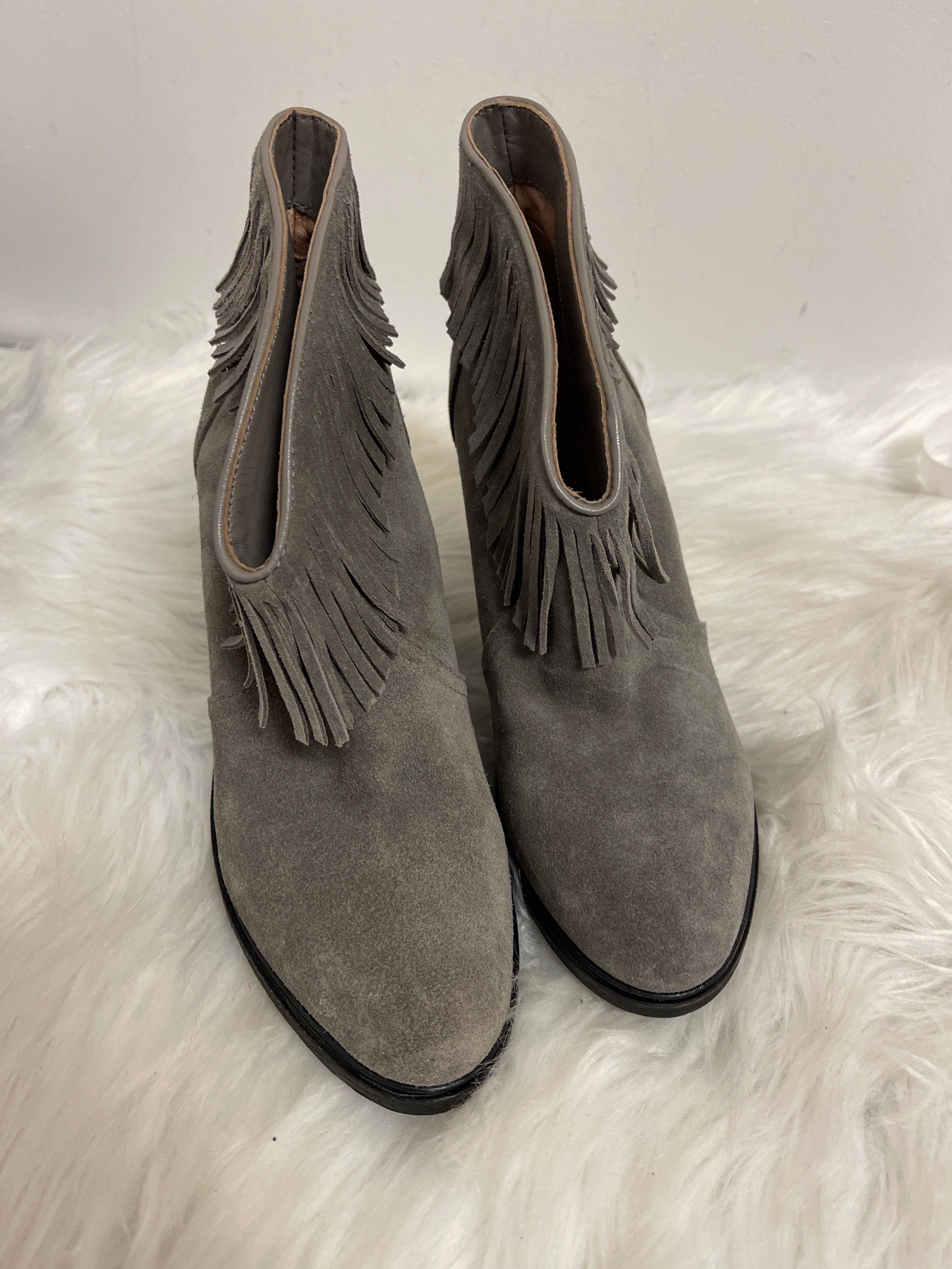 Leather Upper Boots Ankle Heels By Joie In Grey, Size: 5.5