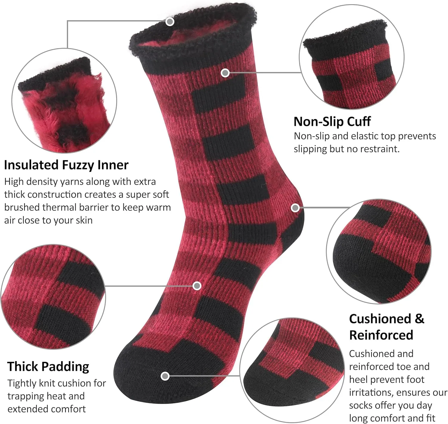 SPST Warm Thermal Socks, Men Women Winter Extra Thick Insulated Fuzzy Heated Heavy Crew Boot Socks for Cold Weather
