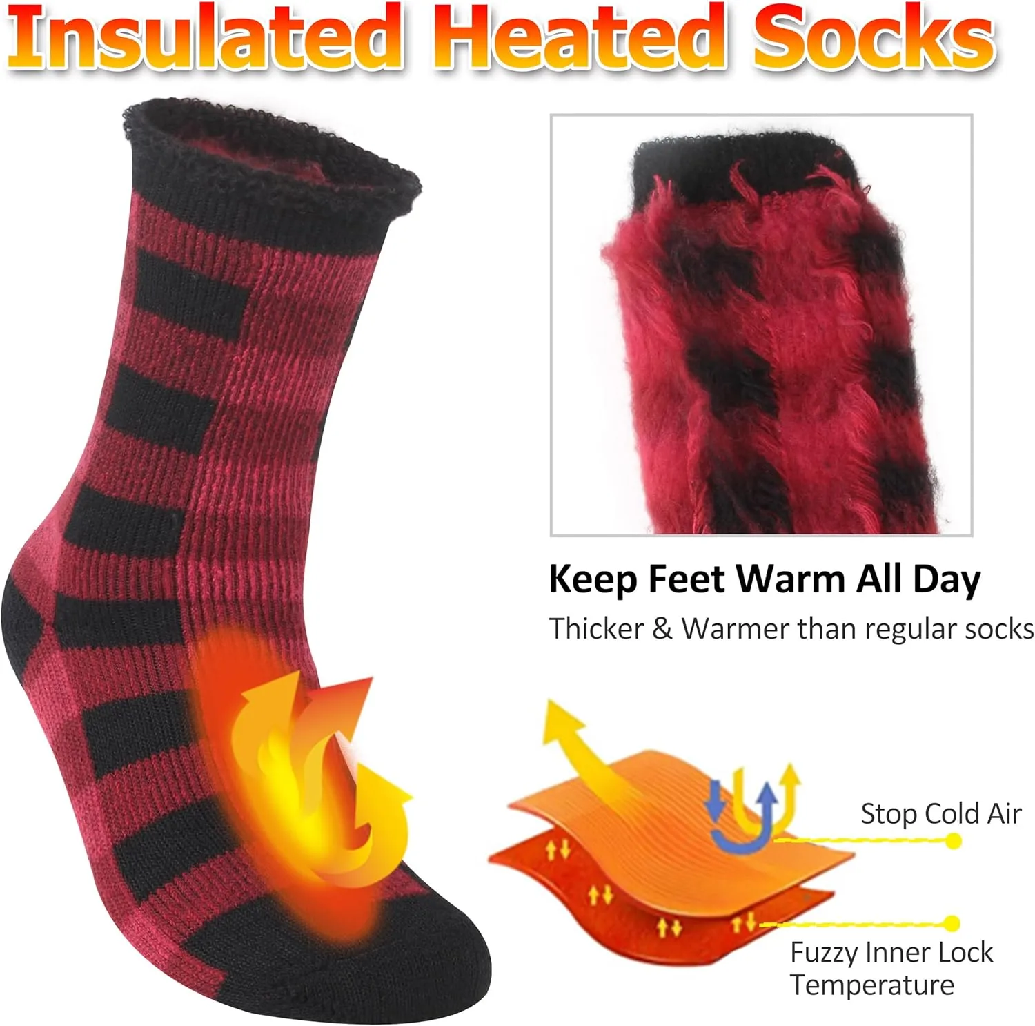 SPST Warm Thermal Socks, Men Women Winter Extra Thick Insulated Fuzzy Heated Heavy Crew Boot Socks for Cold Weather