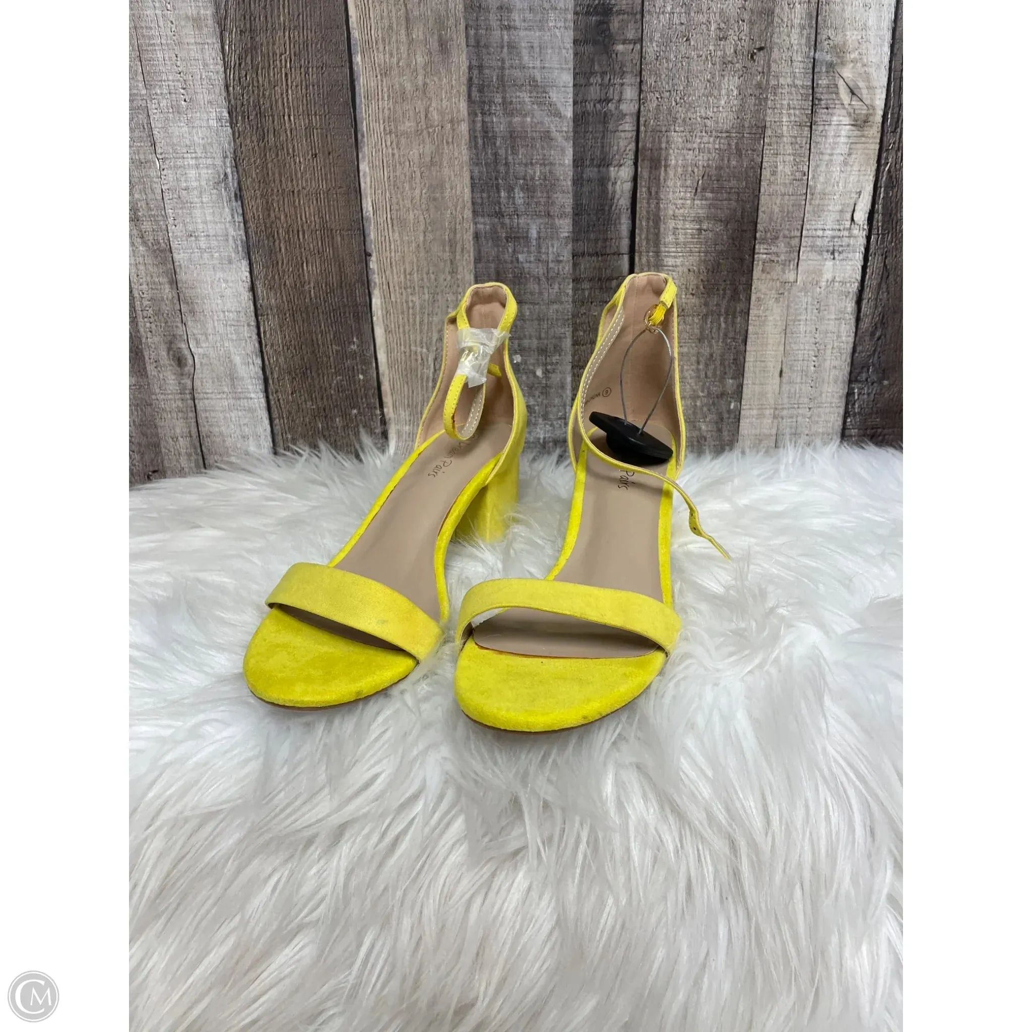 Pointed Toe Stiletto Heel Shoes Heels Block By Cme In Yellow, Size: 6