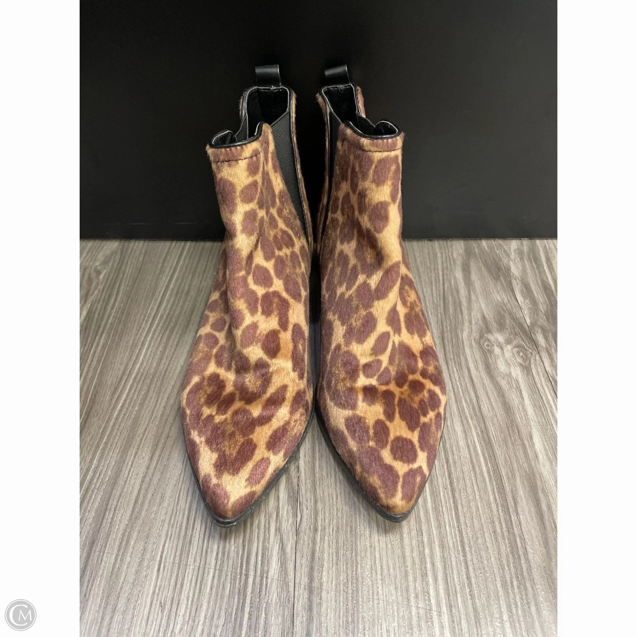 Pull On Style Boots Ankle Heels By Nine West In Animal Print, Size: 7.5