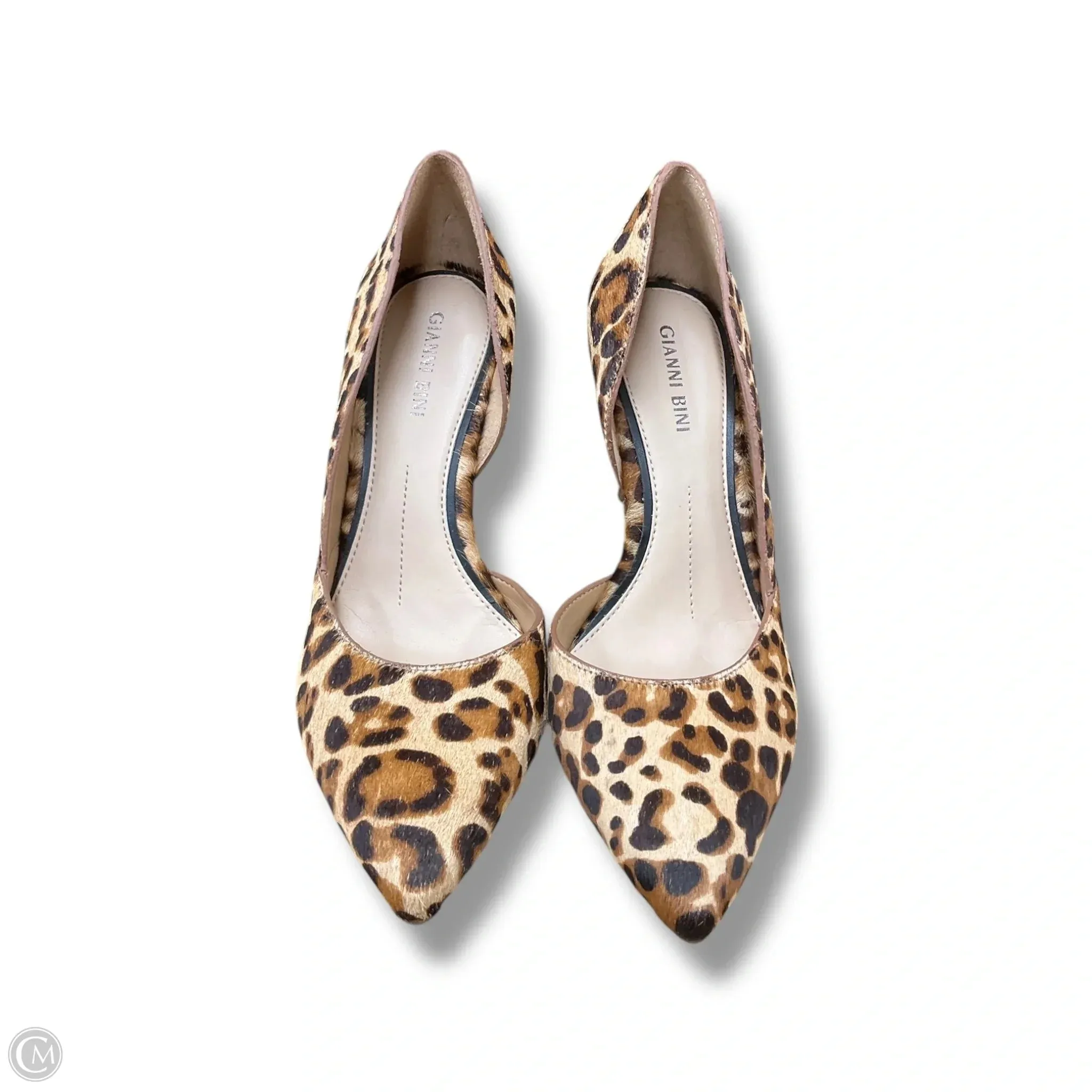 Open Toe Heels Flexible Material Shoes Heels Stiletto By Gianni Bini In Animal Print, Size: 6.5