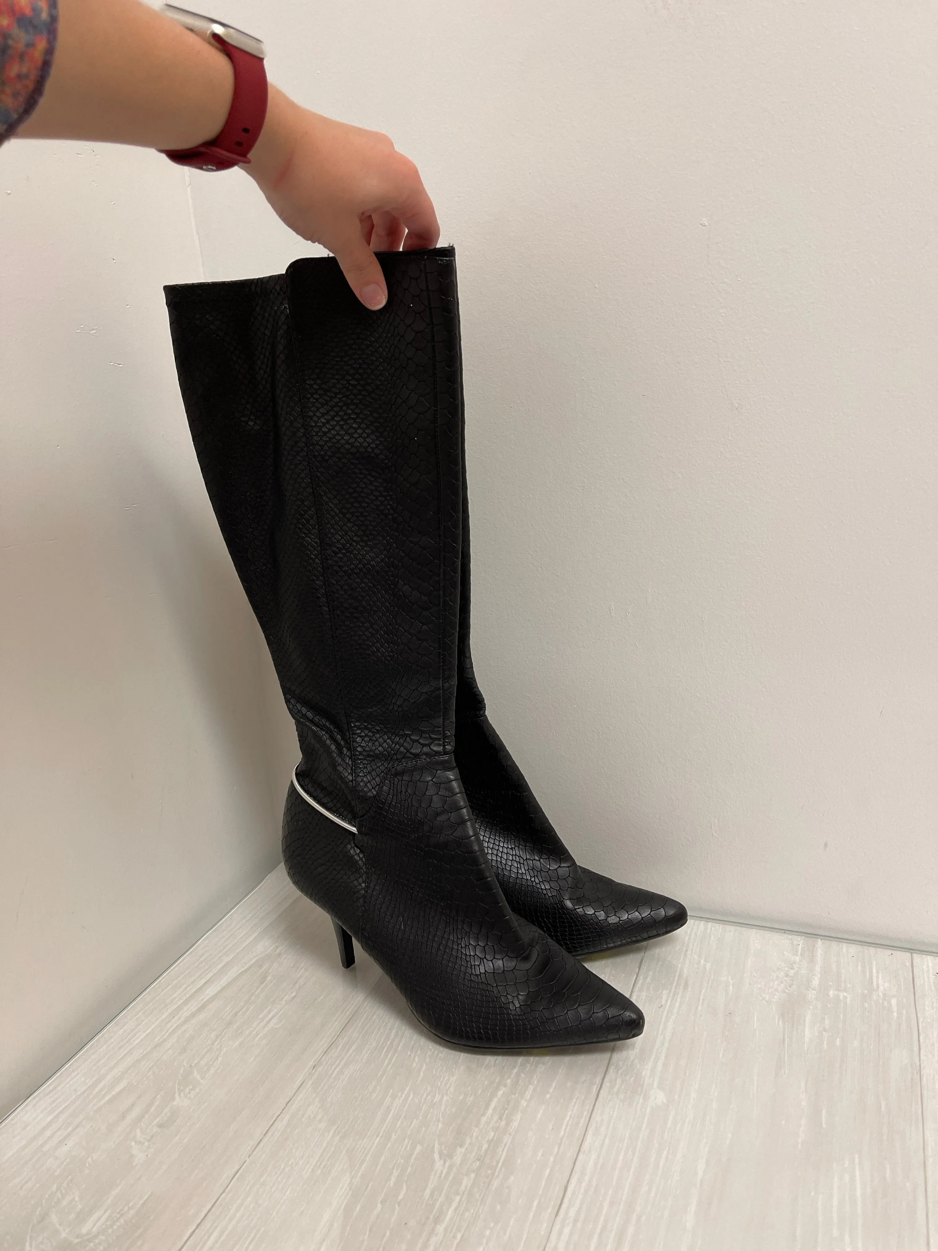 Boots Mid-calf Heels By Calvin Klein In Black, Size: 8.5 Layering Style Weekend Walk