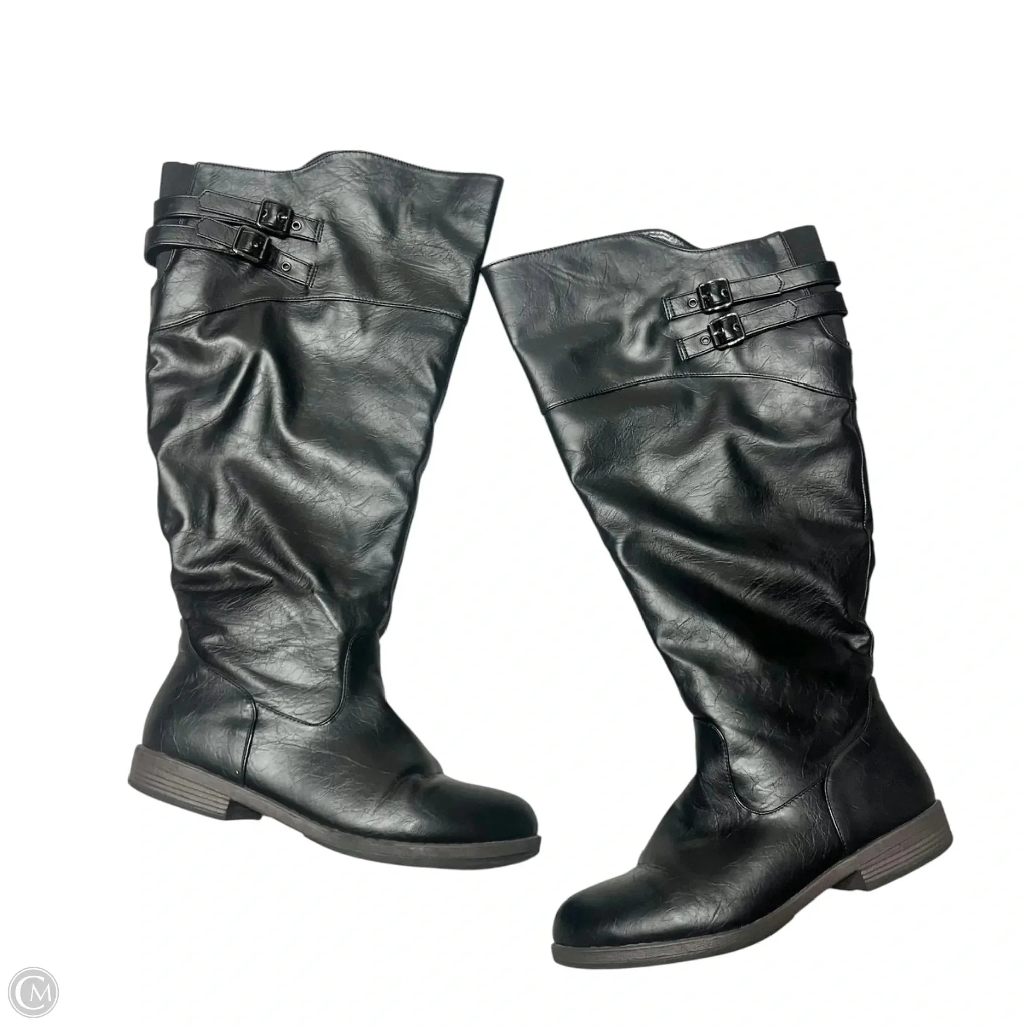Boots Mid-calf Heels In Black, Size: 9.5 Season Wardrobe