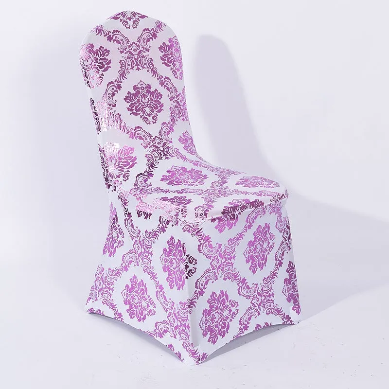 Stretchable Flower Printed Chair Covers White