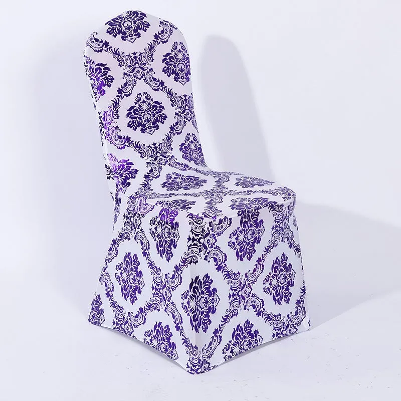 Stretchable Flower Printed Chair Covers White